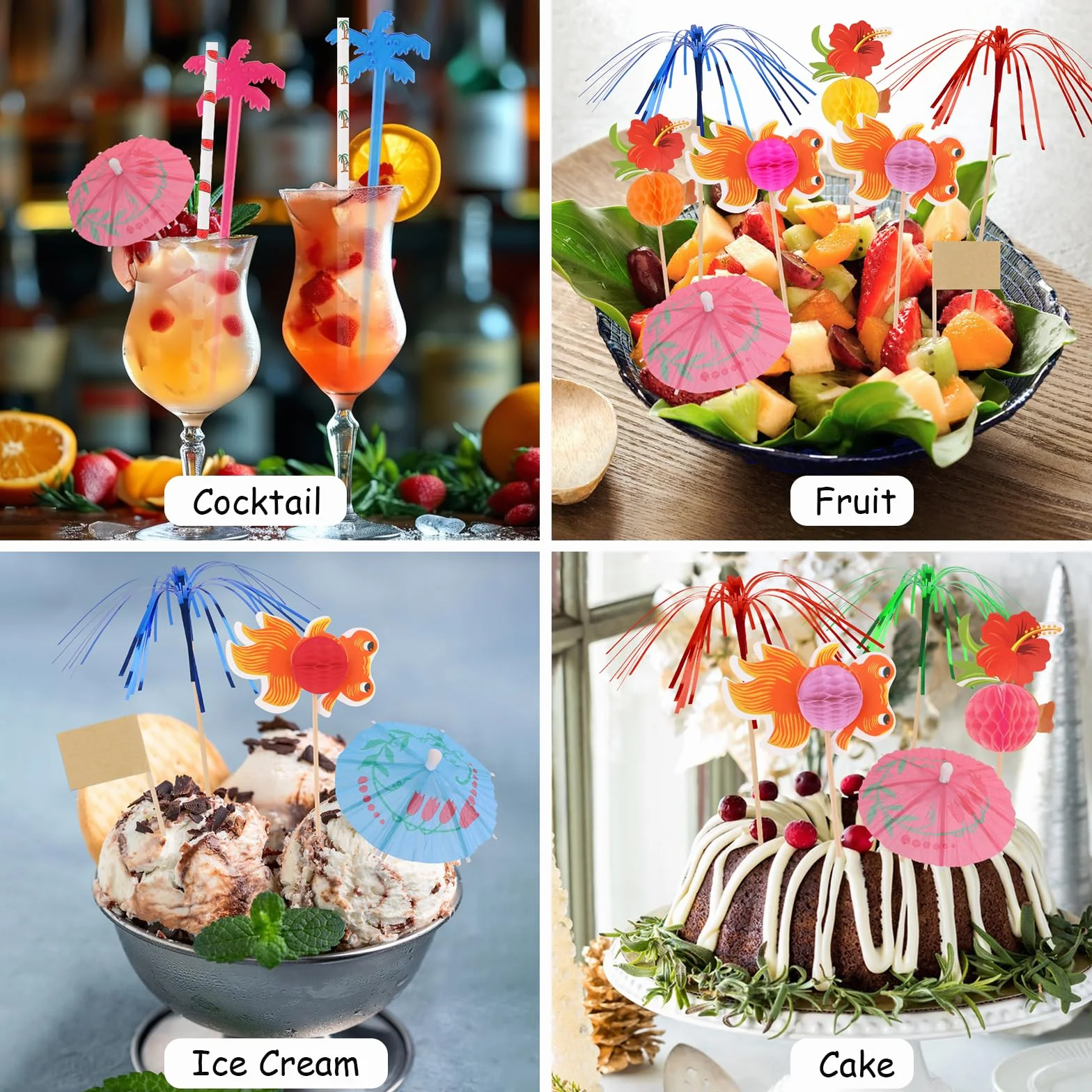 187 Piezas Paraguas de Cóctel Decoración para Bebidas y Pasteles