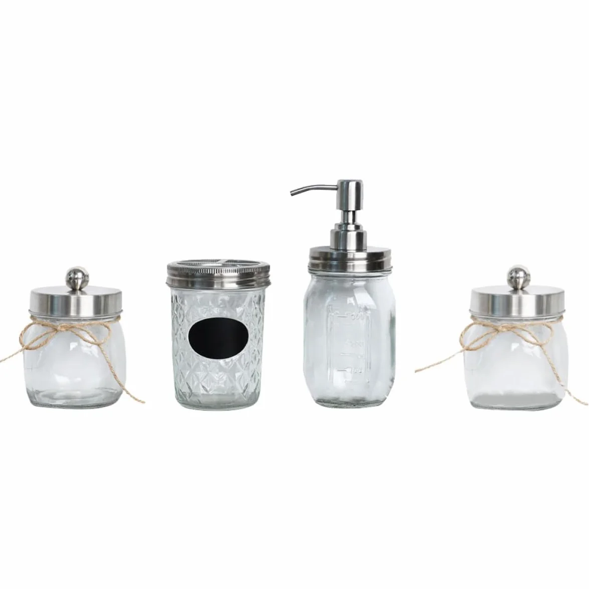 Set de Accesorios para Baño Vaso para Cepillo de Dientes y Dispensador de Loción en Vidrio Plateado Adecuado para Hotel y Uso Doméstico
