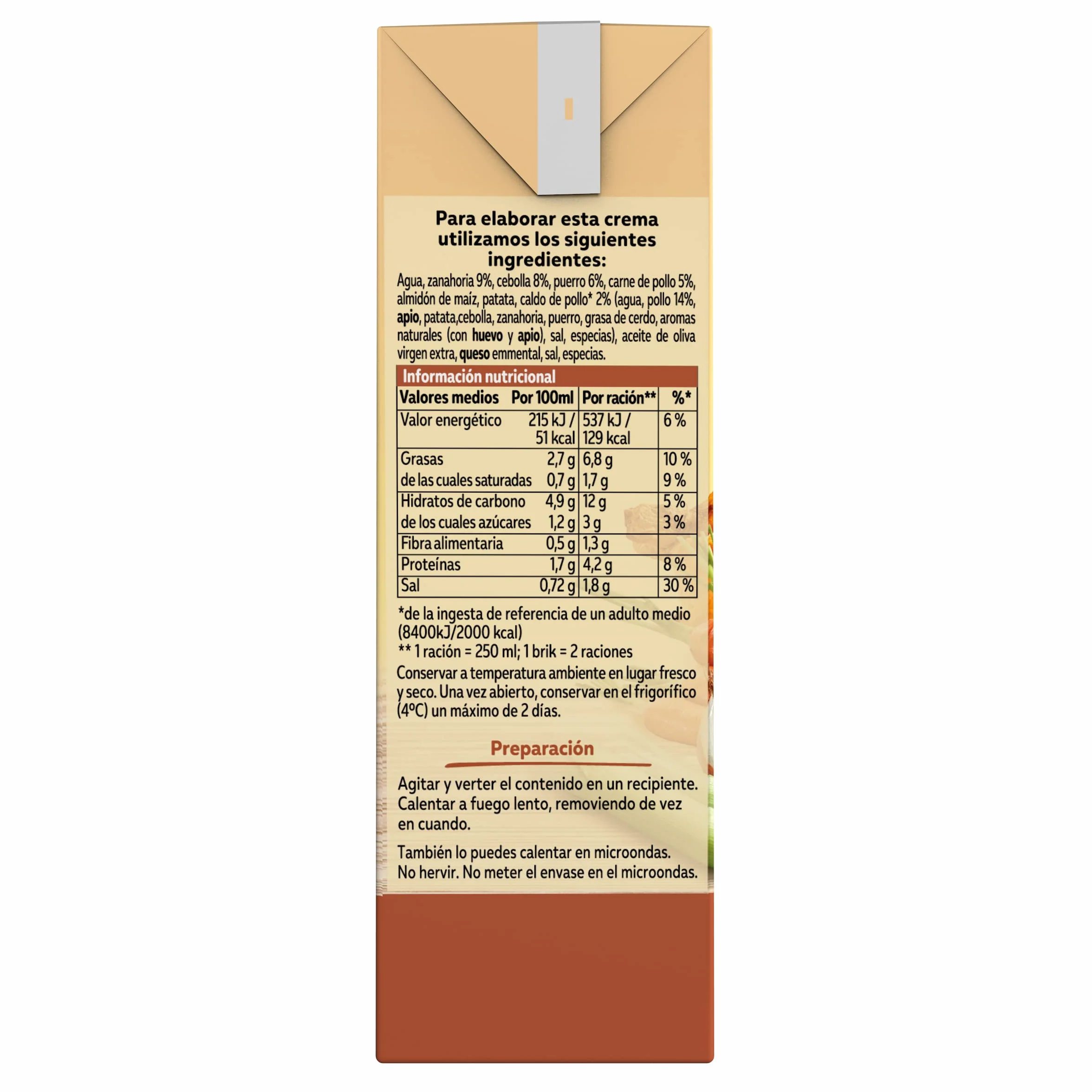 Gallina Blanca Crema Casera de Pollo con Verduras 100% Natural, 500 ml