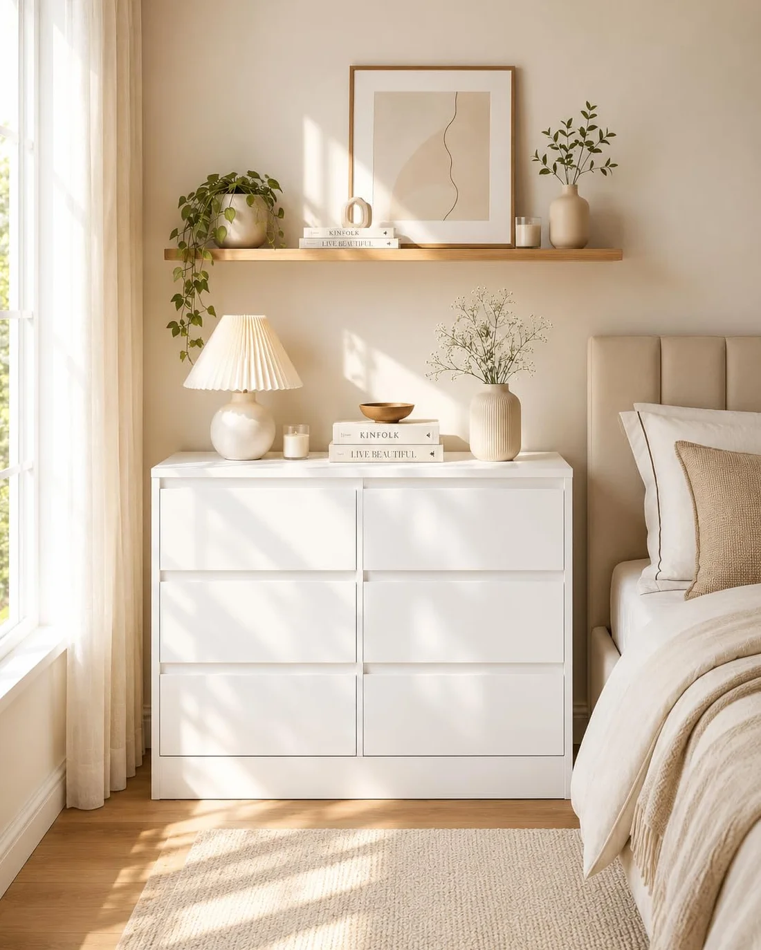 Comoda Dormitorio 6 Cajones, Cajonera Blanca 100 x 37 x 69 cm, Comoda Blanca Moderna, Muebles de Salon para Dormitorio, Pasillo y Habitación Infantil, Estilo Moderno