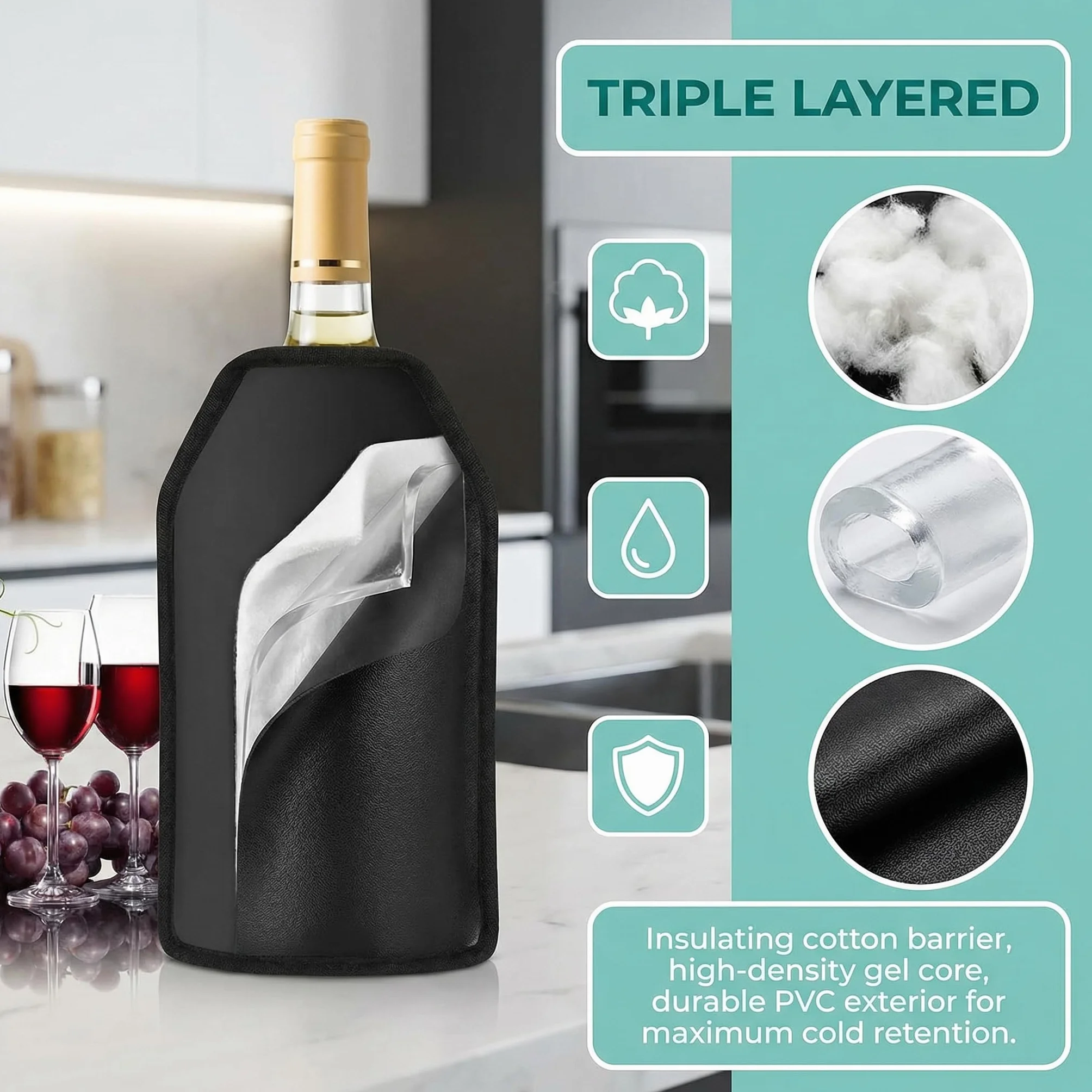Funda Enfriadora Botellas Vino Tinto Enfriador Cerveza Manga Gel Universal