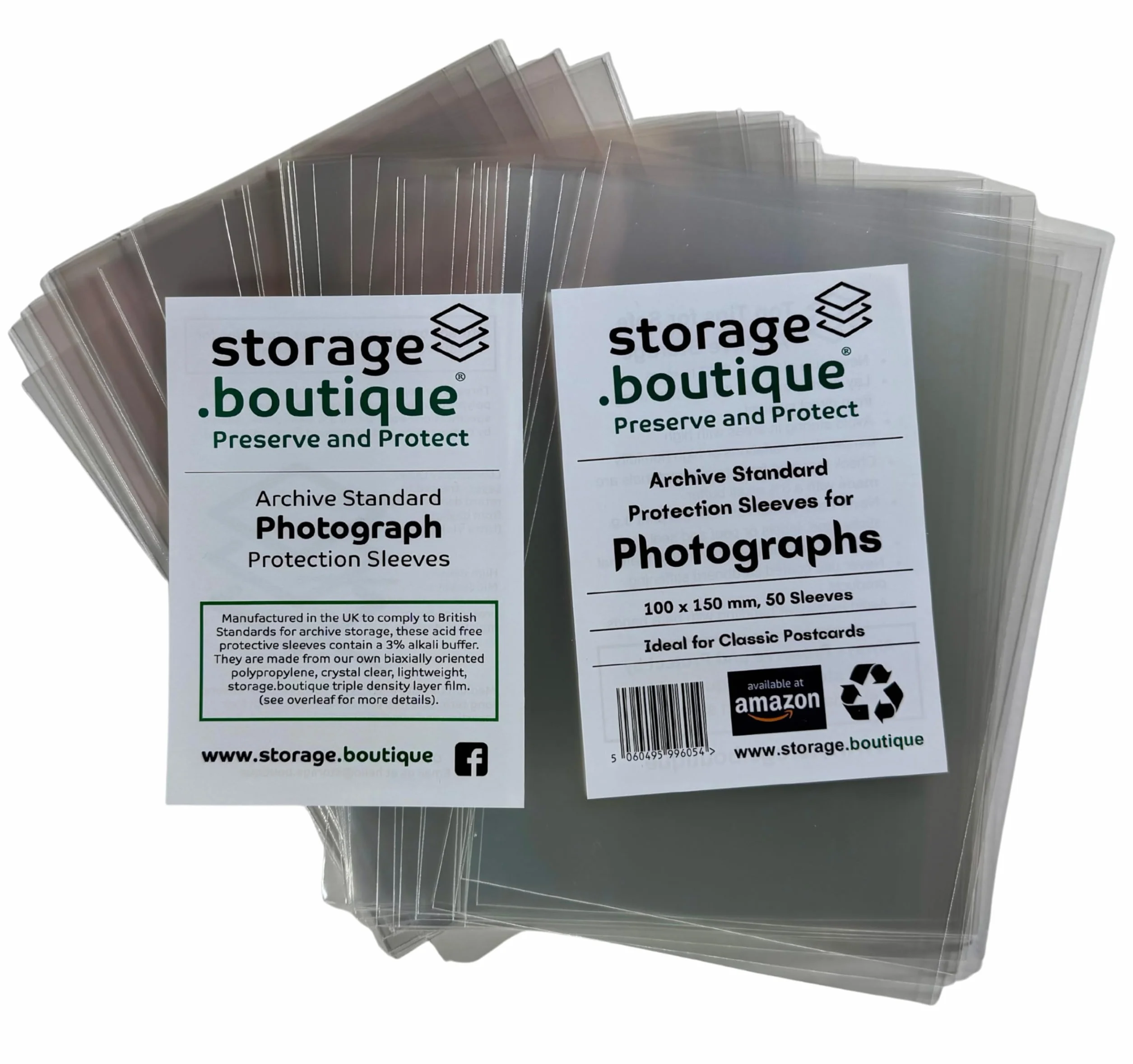Fundas protectoras para fotografía, estándar de archivo, sin ácidos, tamaño postal, 150 x 100 mm, 50