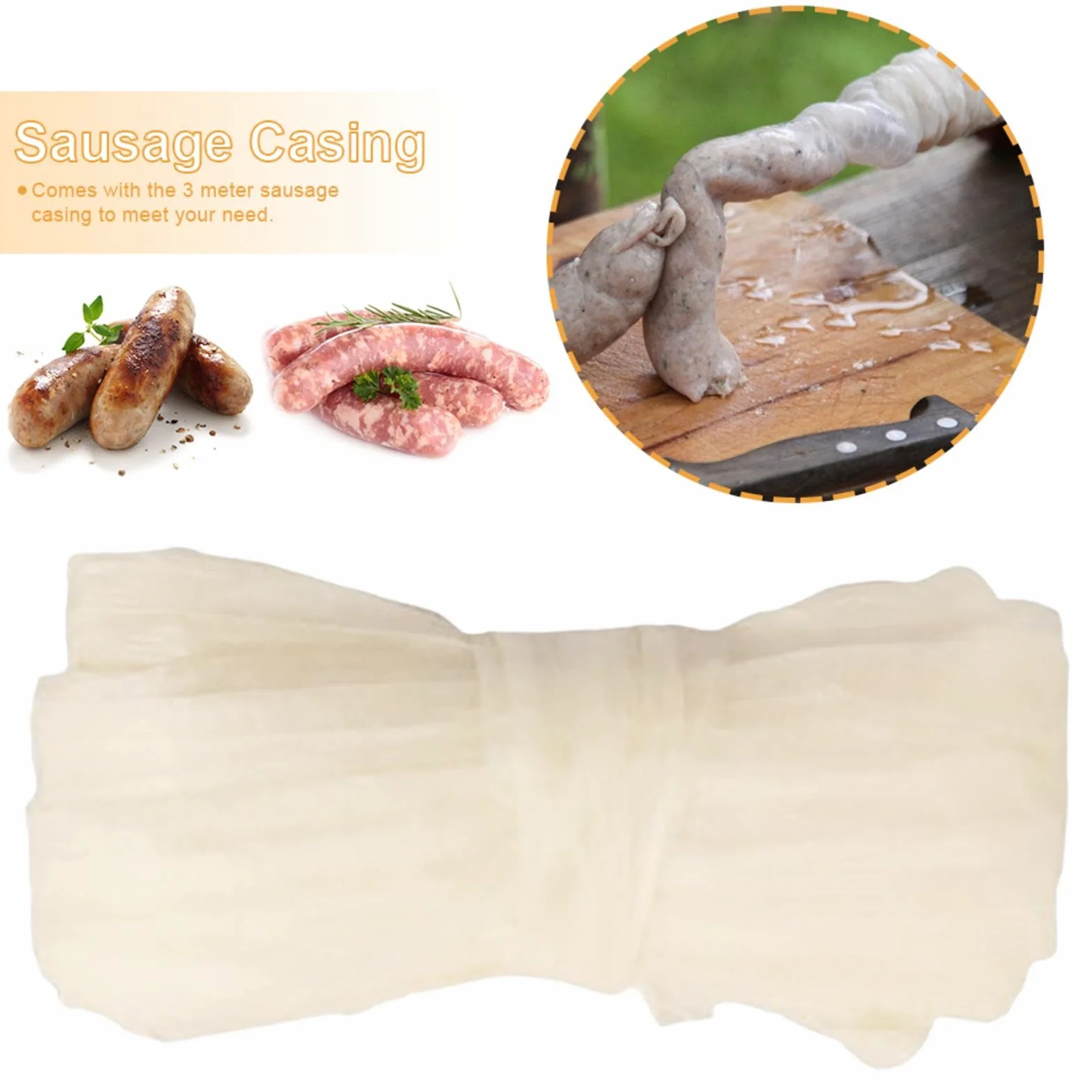 Tubos de comestibles Duroecsain para salchichas, tripa de cerdo 9,8 pies