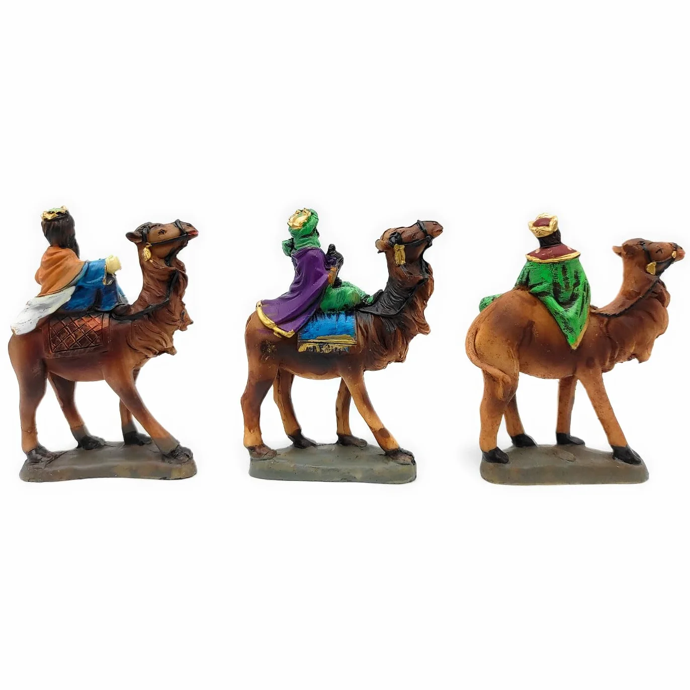 Set de 3 Reyes Magos de Resina para Belén Navideño, Figuras Decorativas Nacimiento, 8 x 10 cm