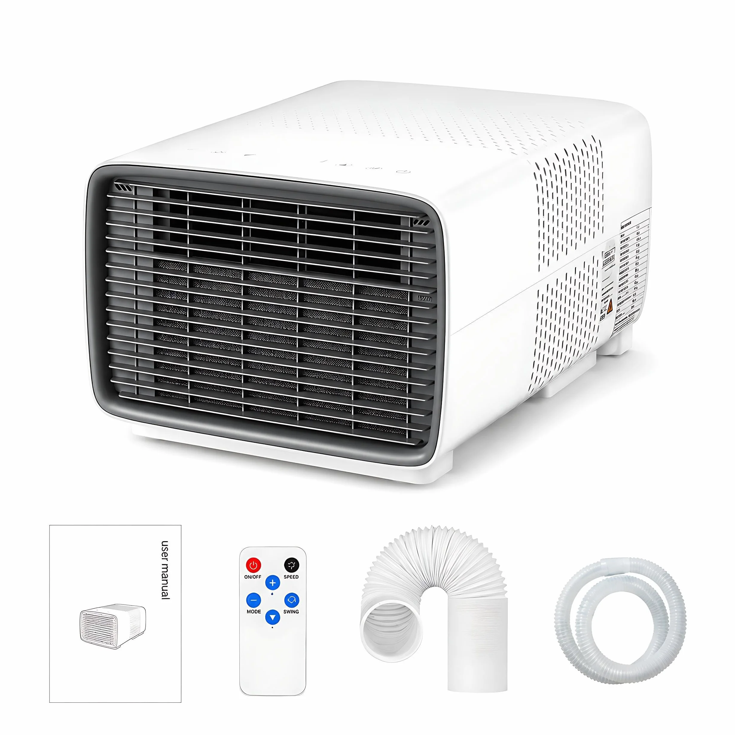 Aire Acondicionado Portátil 2700 BTU, 280W Bajo Consumo, 3 en 1 Enfriador, Deshumidificador y Ventilador con Compresor DC, Silencioso, Mando a Distancia para Camping y Caravana