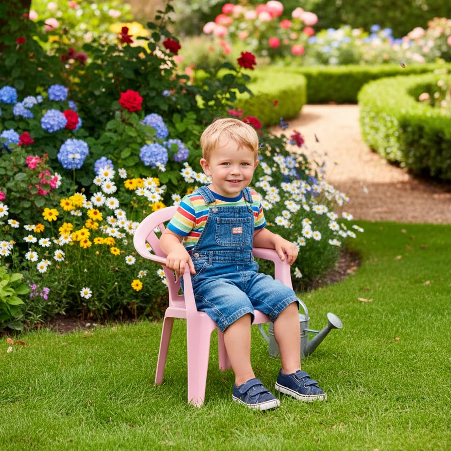 CABLEPELADO Silla Infantil de Plástico para Jardín, Terraza, Patio y Camping - Apta para Niños, Altura Total 49.5 cm, Rosa