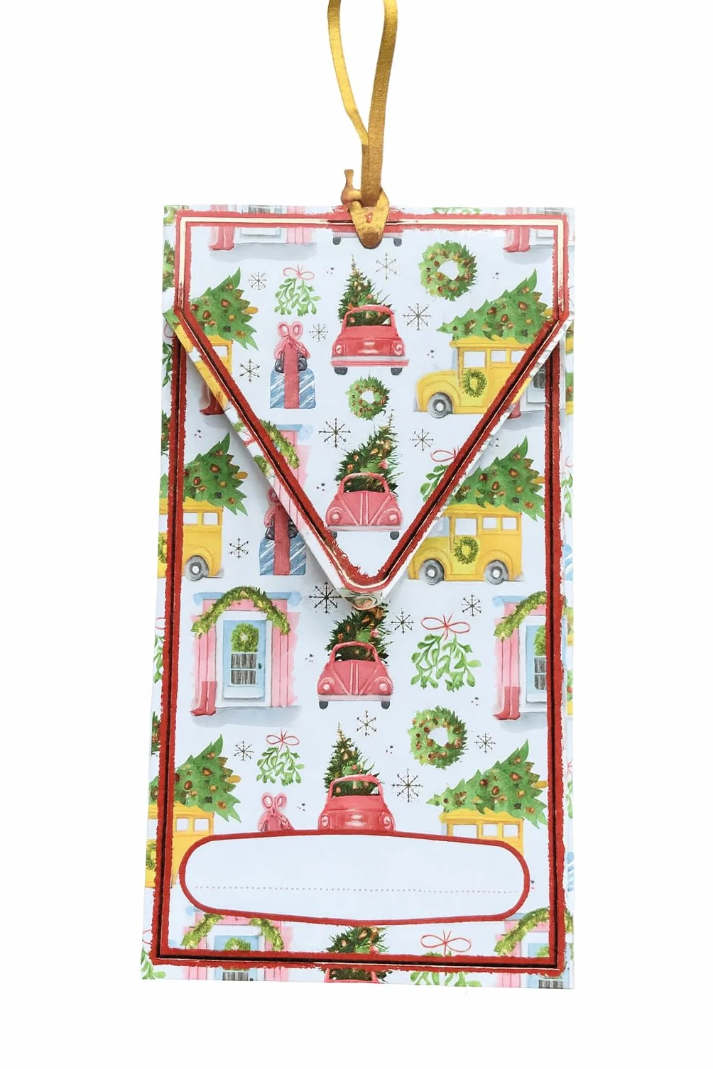 Billeteros navideños para regalar dinero efectivo, Pack de 8 sobres con cinta dorada, 4 diseños doble unidad