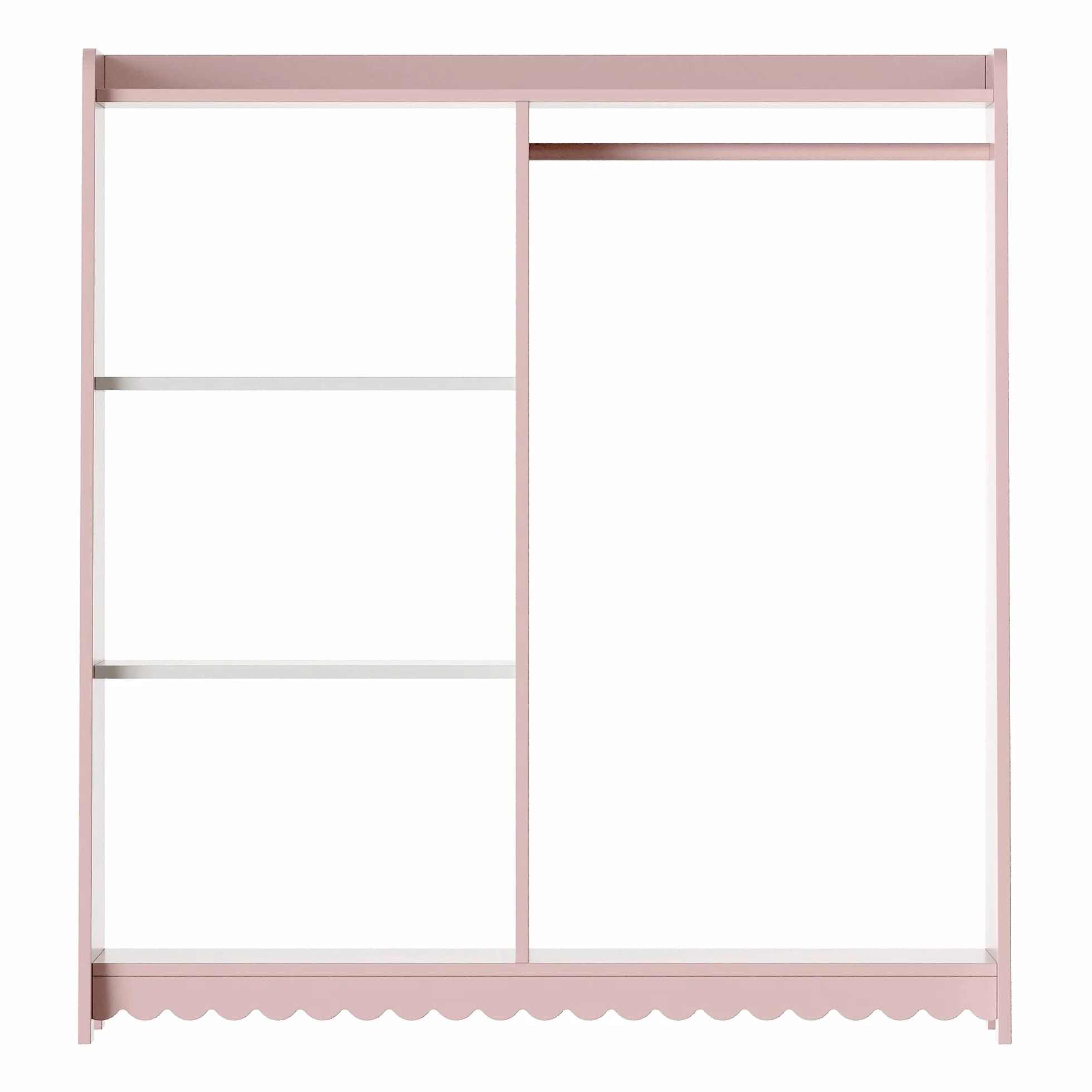 Vestnes Perchero Burro Infantil con Estantería Armario Abierto Ropa 90x80x38 cm Rosa/Blanco