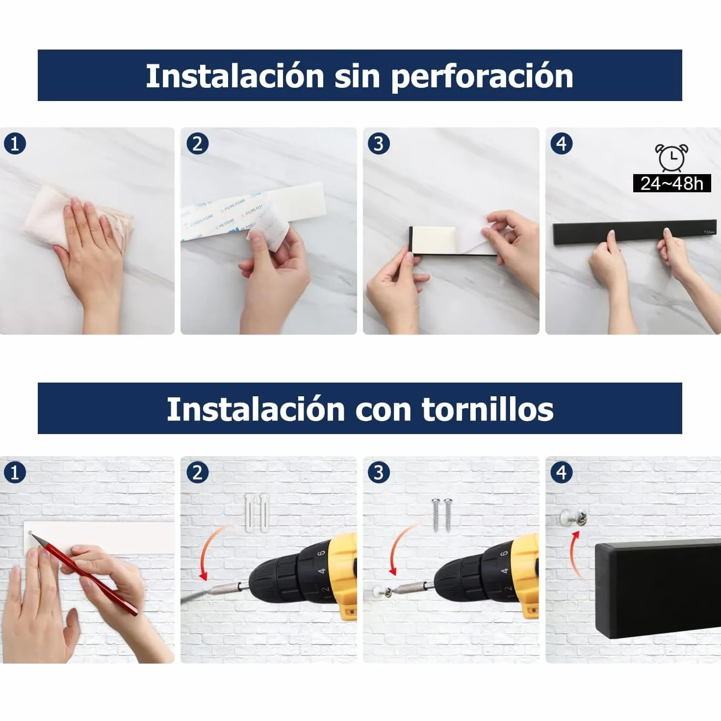 Porta Cuchillos Magnético Dmore 40 cm con 3 Ganchos, Soporte Imán Cuchillos