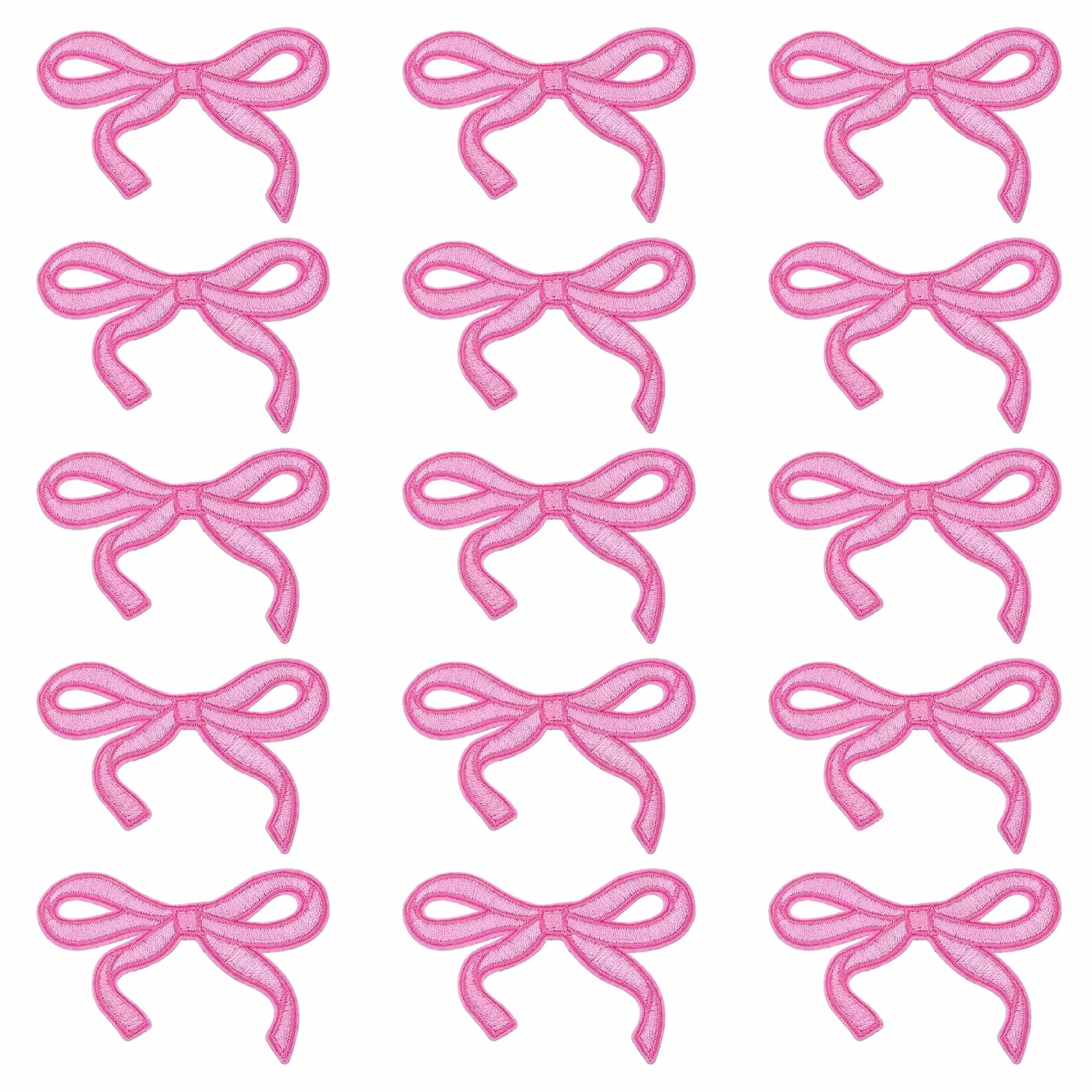 MECCANIXITY 15 parches bordados con lazo para planchar y coser para manualidades, ropa, ropa, ropa, decoración de sombreros, color rosa, 7,6 x 5 cm