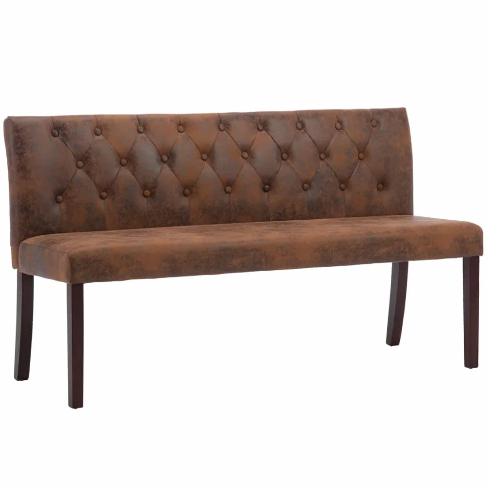 vidaXL Banco Sofás Recepción Sillas Asiento Muebles Decoración de Entrada Hogar Porche Recibidor Oficina de Piel de Ante Artificial Marrón
