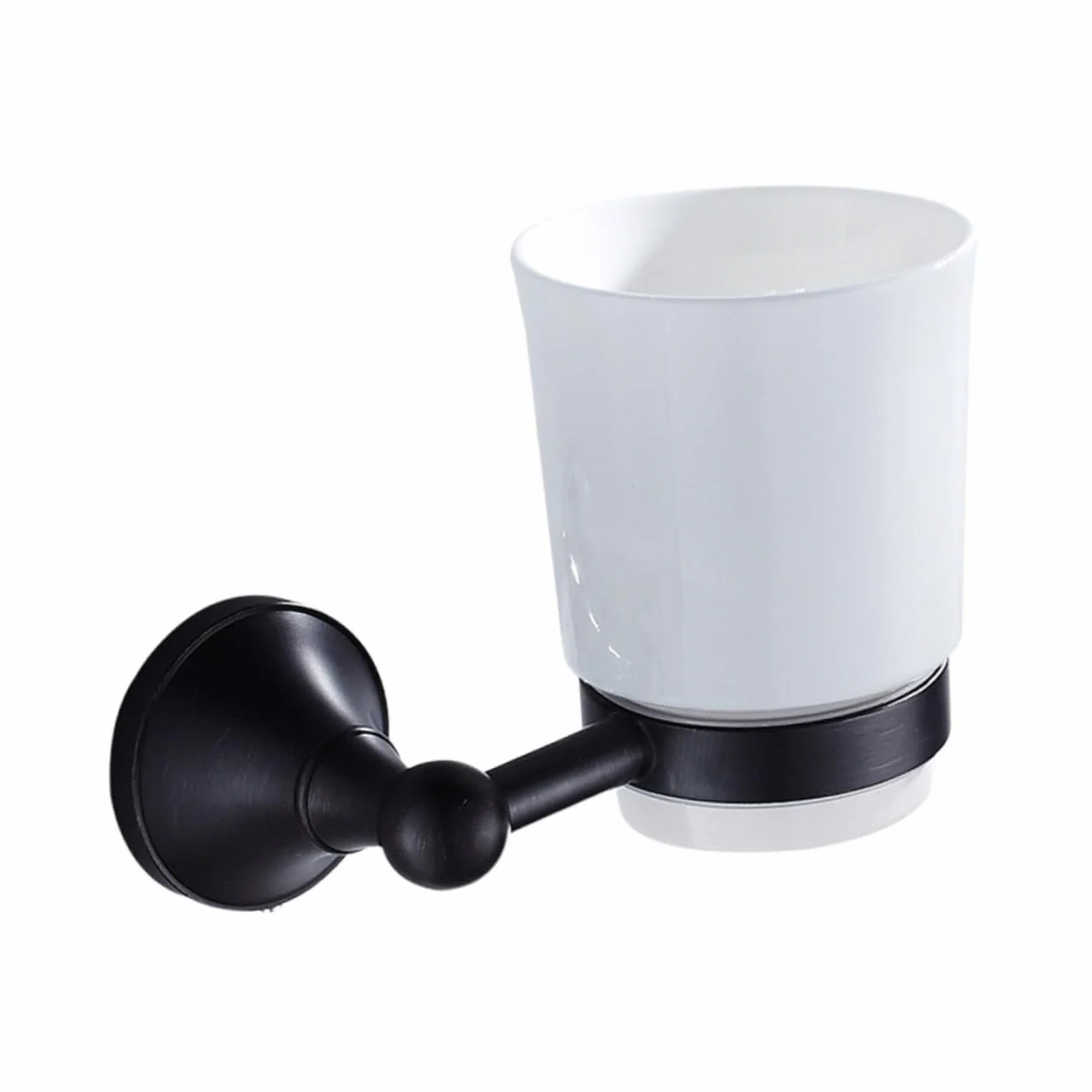 Soporte de Pared para Cepillo de Dientes y Vaso Baño Negro Cobre con Taza Cerámica Rack Vintage Individual para Baño Accesorio Duradero y Elegante