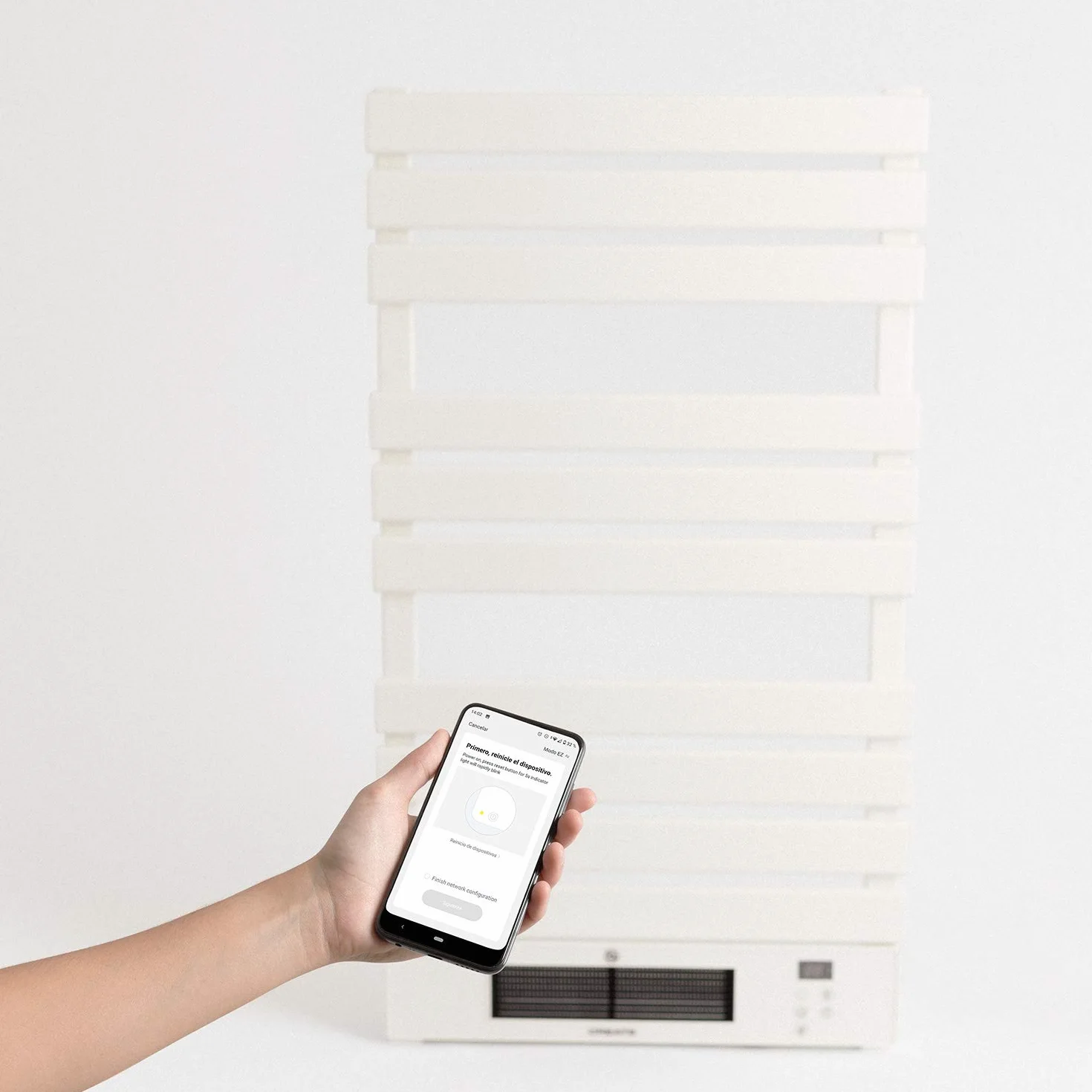 CREATE / WARMTOWEL Pro + Estante/Toallero Eléctrico con Calefactor cerámico con Estante 3 Barras y Gancho Blanco /101x13x55cm / 1500W, 2 potencias