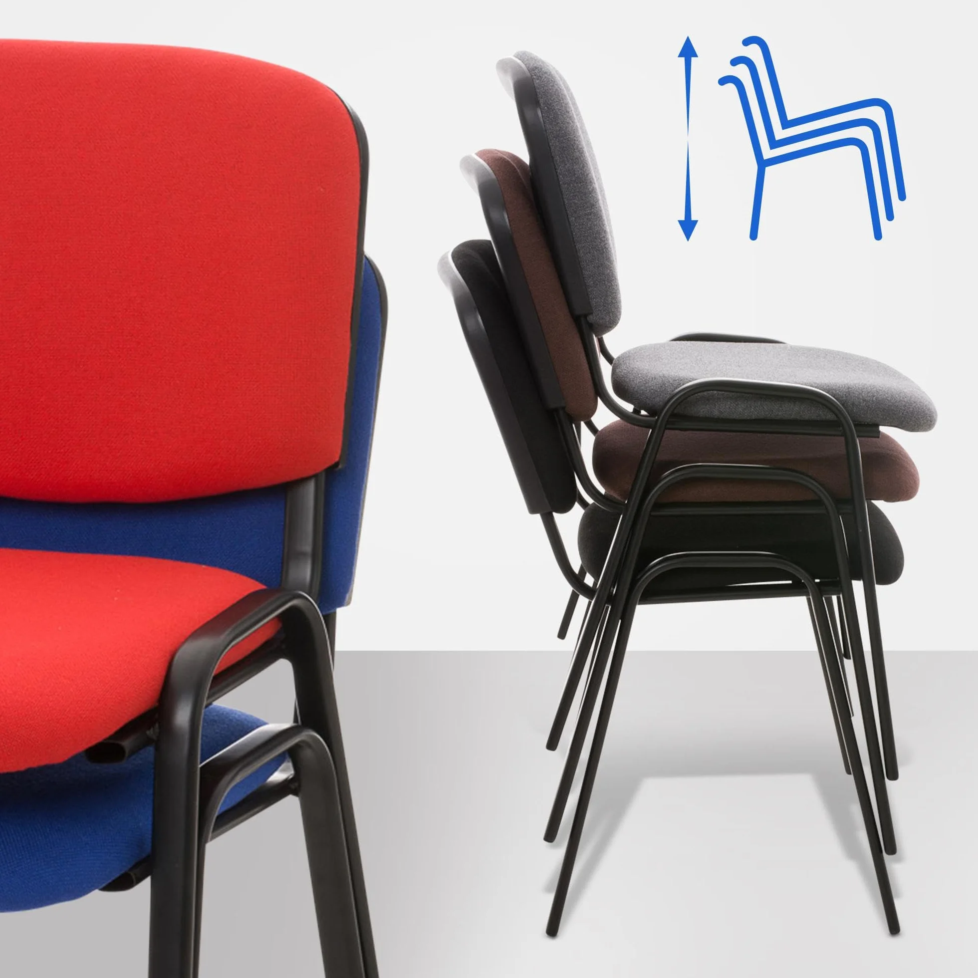 CLP Silla de Visitas Ken en Tela I Silla de Conferencias Apilable I Silla de Reuniones con Capacidad máx. 120 kg I Color:, Color:Gris