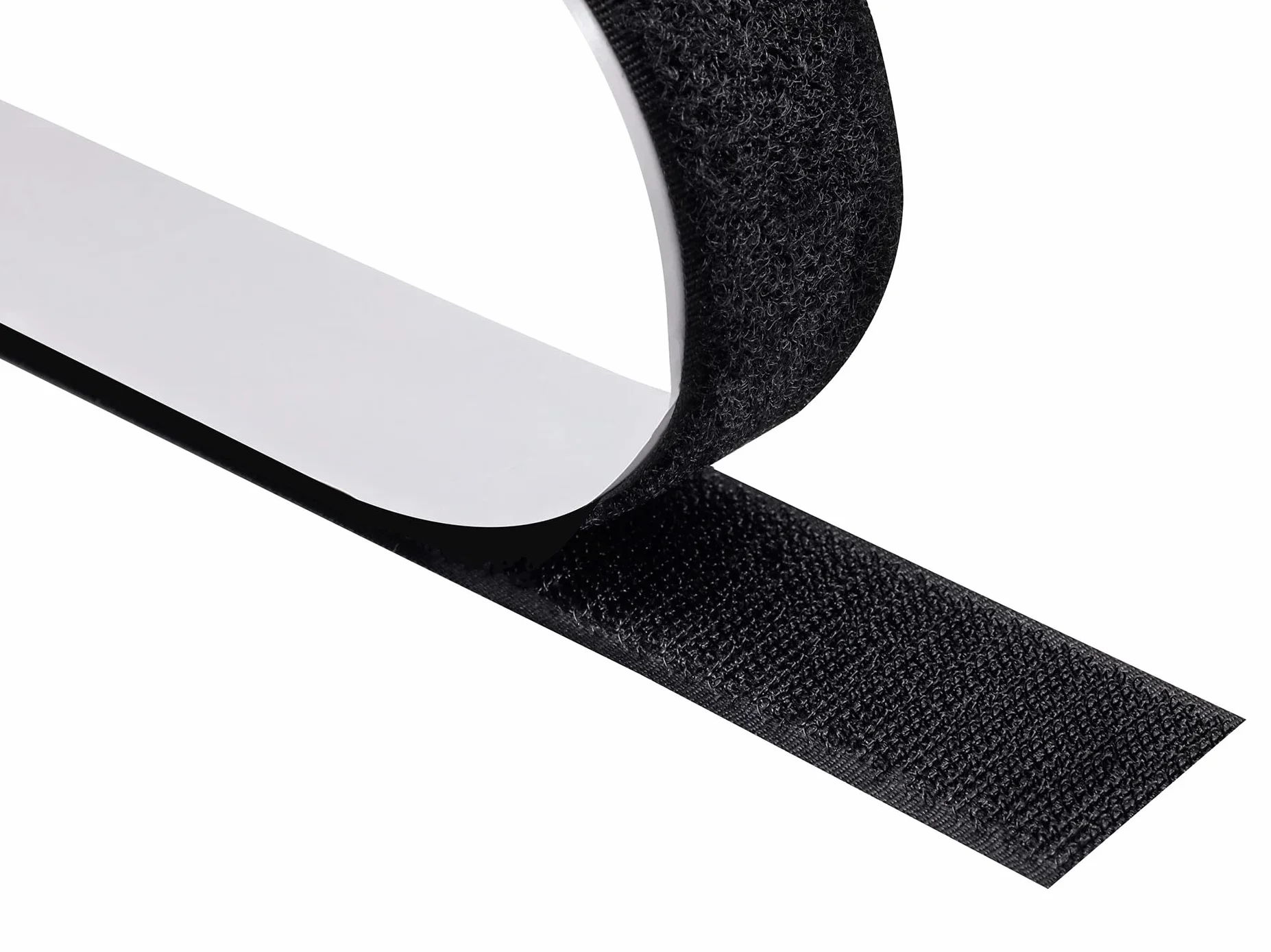 Cinta de autoadhesiva, extrafuerte, cinta de para pegar, juego de cinta de gancho y cinta de flojel, calidad profesional (negro, 100 mm x 6 m)