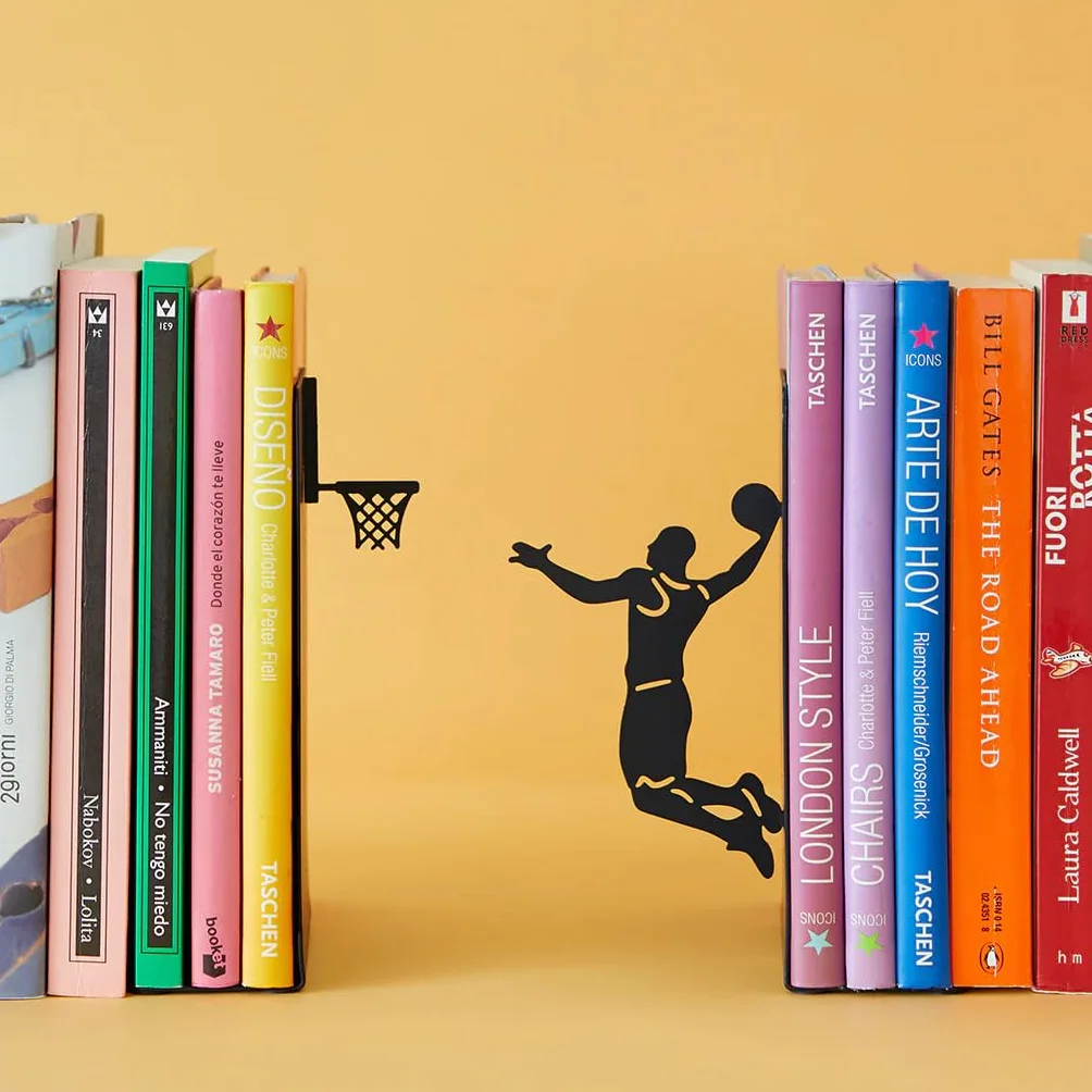 Balvi Sujetalibros Slam Dunk Color Negro Soporte para Libros de Estantería en Forma de Jugador Balonc