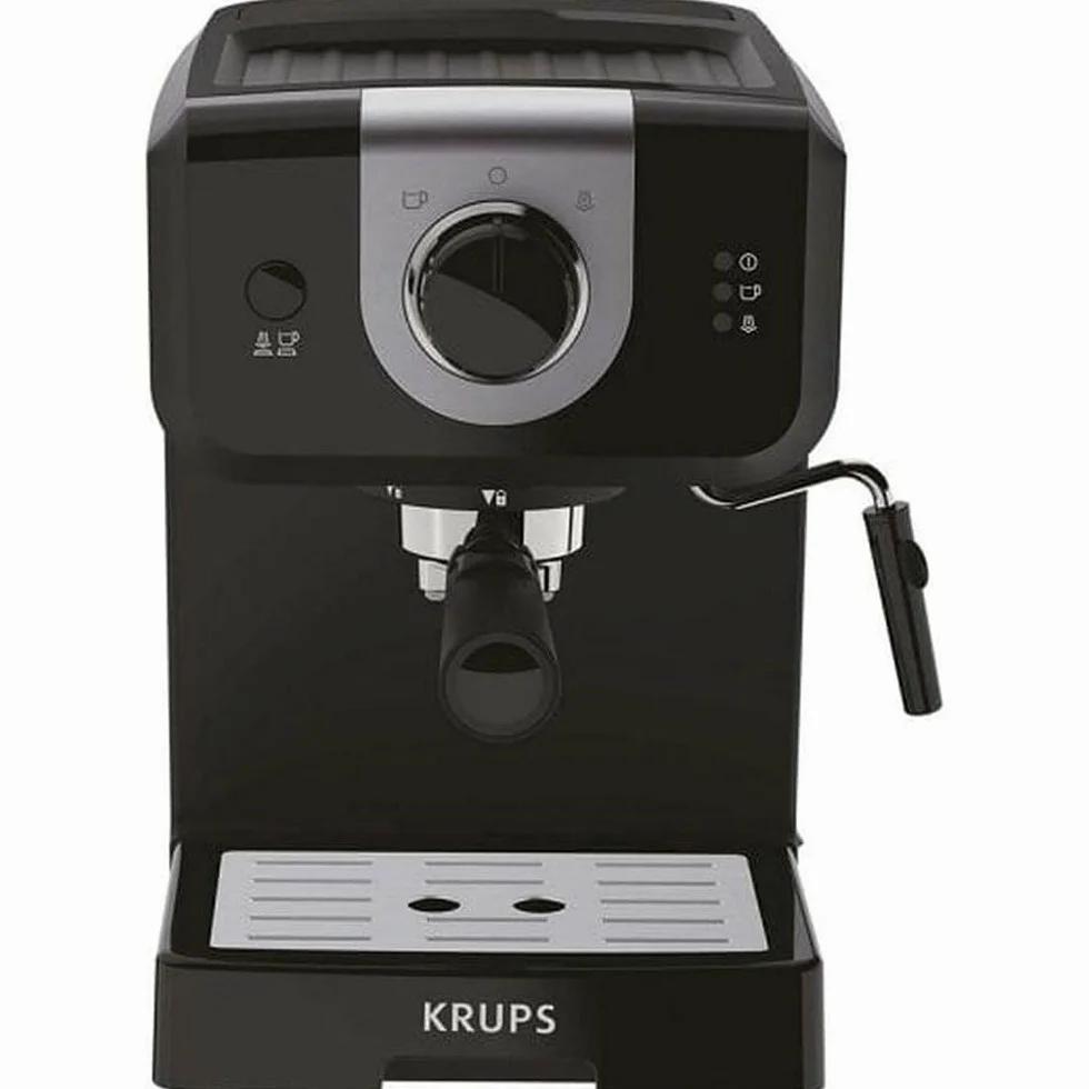 Krups Espresso Pump, cafetera espresso de 15 bares, calentador de taza y capacidad para dos tazas simultáneas, Incluye cuchara medidora y compactador, XP3208