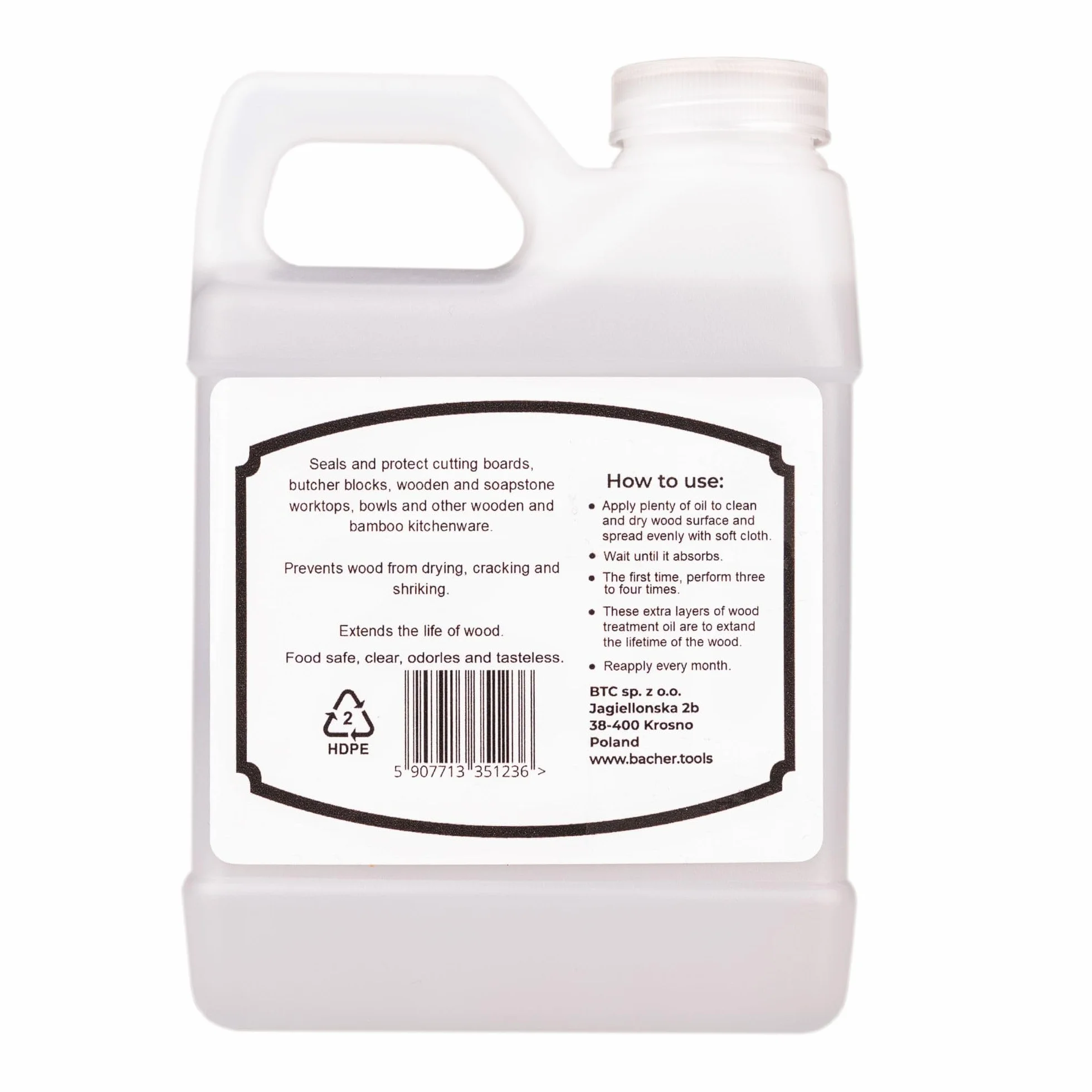 Aceite para Madera 500 ml - Calidad Alimentaria, Aceite Mineral para Tabla de Cortar, Cuidado Natural para Tablas de Madera