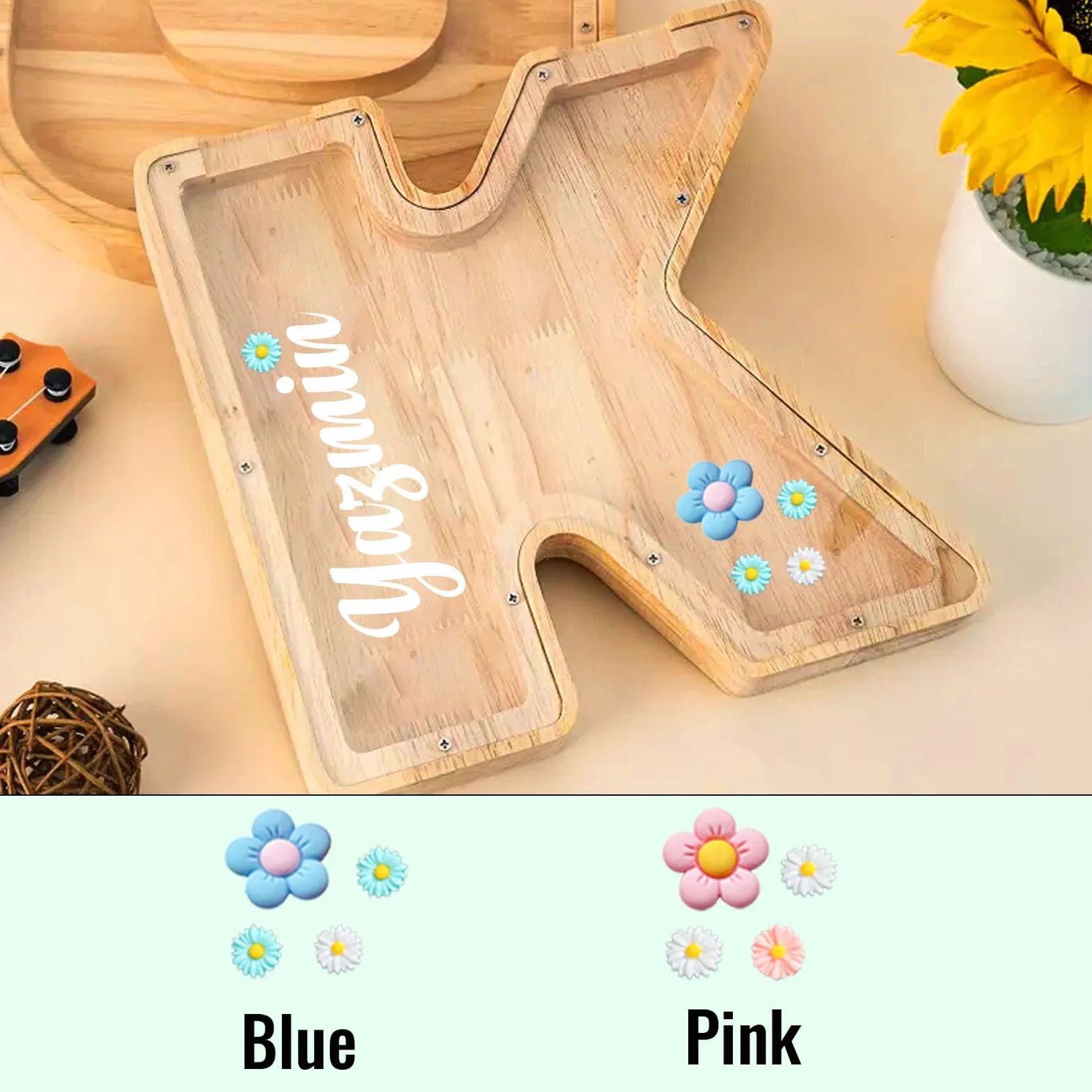 Hucha Personalizada Caja de Madera Transparente para Monedas y Decoración Sala de Estar Dormitorio
