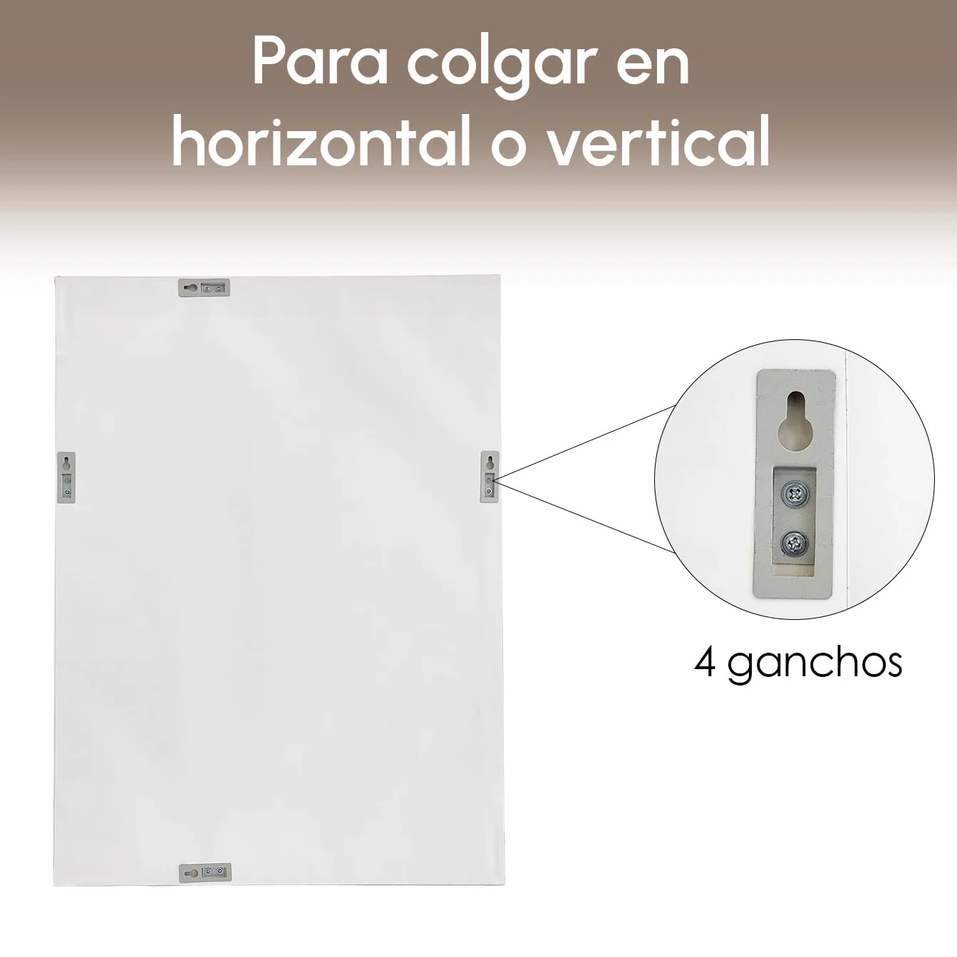 LOLAhome - Espejo de Pared Rectangular con Marco Blanco de plástico para recibidor. Diseño Funcional y Duradero Que aporta Estilo y Visibilidad a Cualquier habitación. Medidas 76x56 cm.