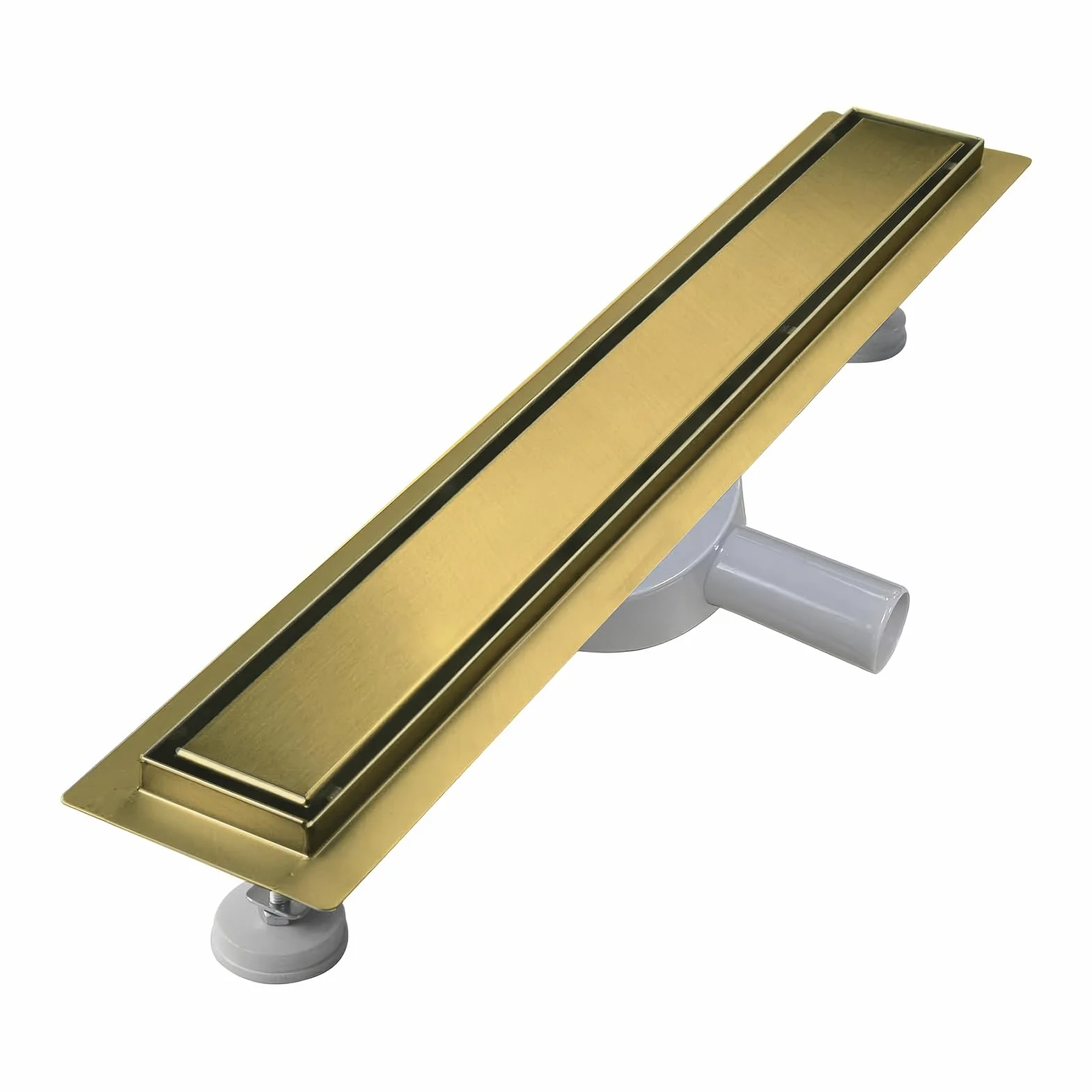 Canaleta de Ducha 70 Cm, Dorado, 2 en 1, Sifón 360° | para baldosas, extraplana, de acero inoxidable, Canal Ducha de Acero Inoxidable con Sifón y Filtros