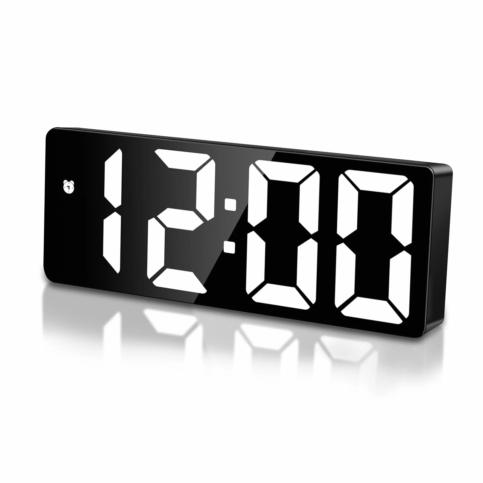Reloj Despertador Digital, Reloj Digital Sobremesa Pantalla LED Grande Despertador Inteligente Alimentado por USB/Batería con Tiempo Fecha Temperatura Siesta Brillo Ajustable, Luz Blanco