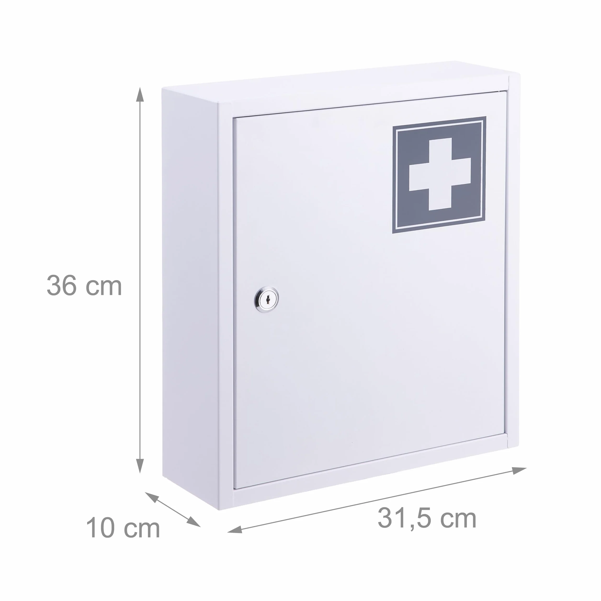 Relaxdays Armario botiquín con Cerradura 3 Compartimentos 36x31,5x10 cm Blanco/Gris