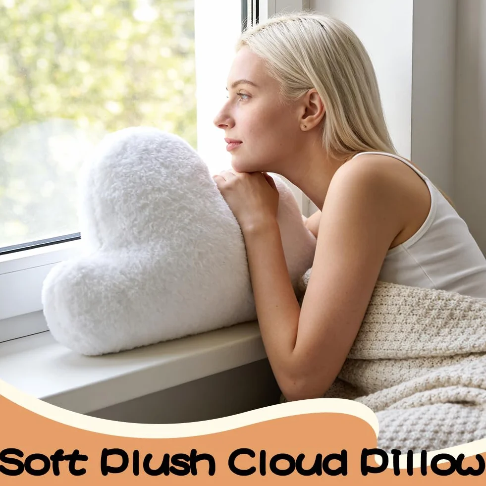 RANJIMA Cojín de peluche nube decorativo blanco para sofá cama