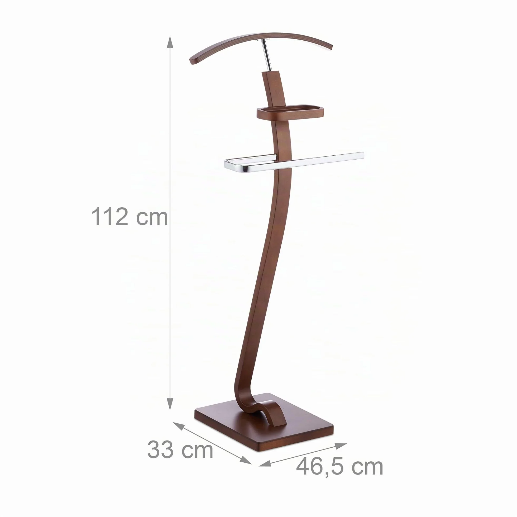 Relaxdays Galán de Noche Perchero Pie Madera Metal 112 x 46,5 x 33 cm Marrón Oscuro