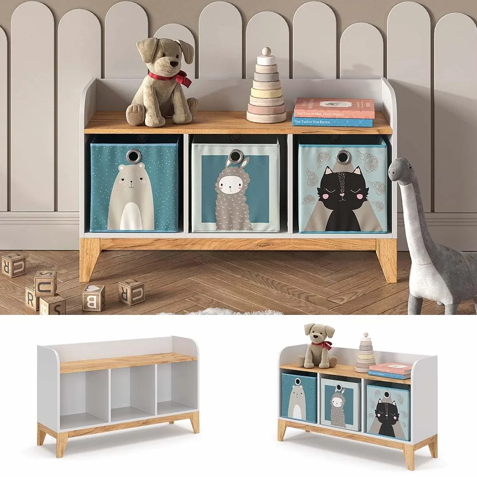 VitaliSpa Malia Estante Infantil Blanco 107.2x63.8 cm 3 Compartimentos para Juguetes