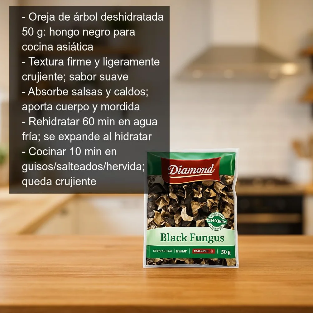 Oreja de Árbol deshidratada 50 g hongo negro asiático para sopas ramen salteados