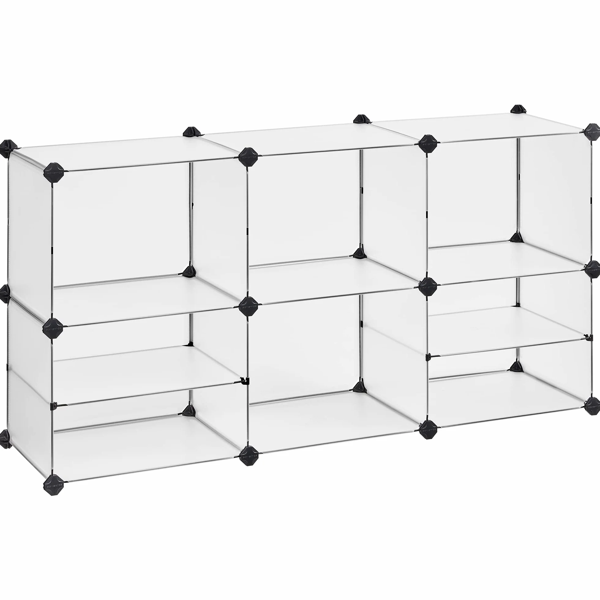 SONGMICS Estantería Modular de 9 Compartimentos, Organizador de Plástico, Zapatero, 30 x 40 x 30 cm, 39 x 40 x 15 cm, Salón, Dormitorio, Estudio, con Martillo de Goma y Hierro, Blanco LPC36W