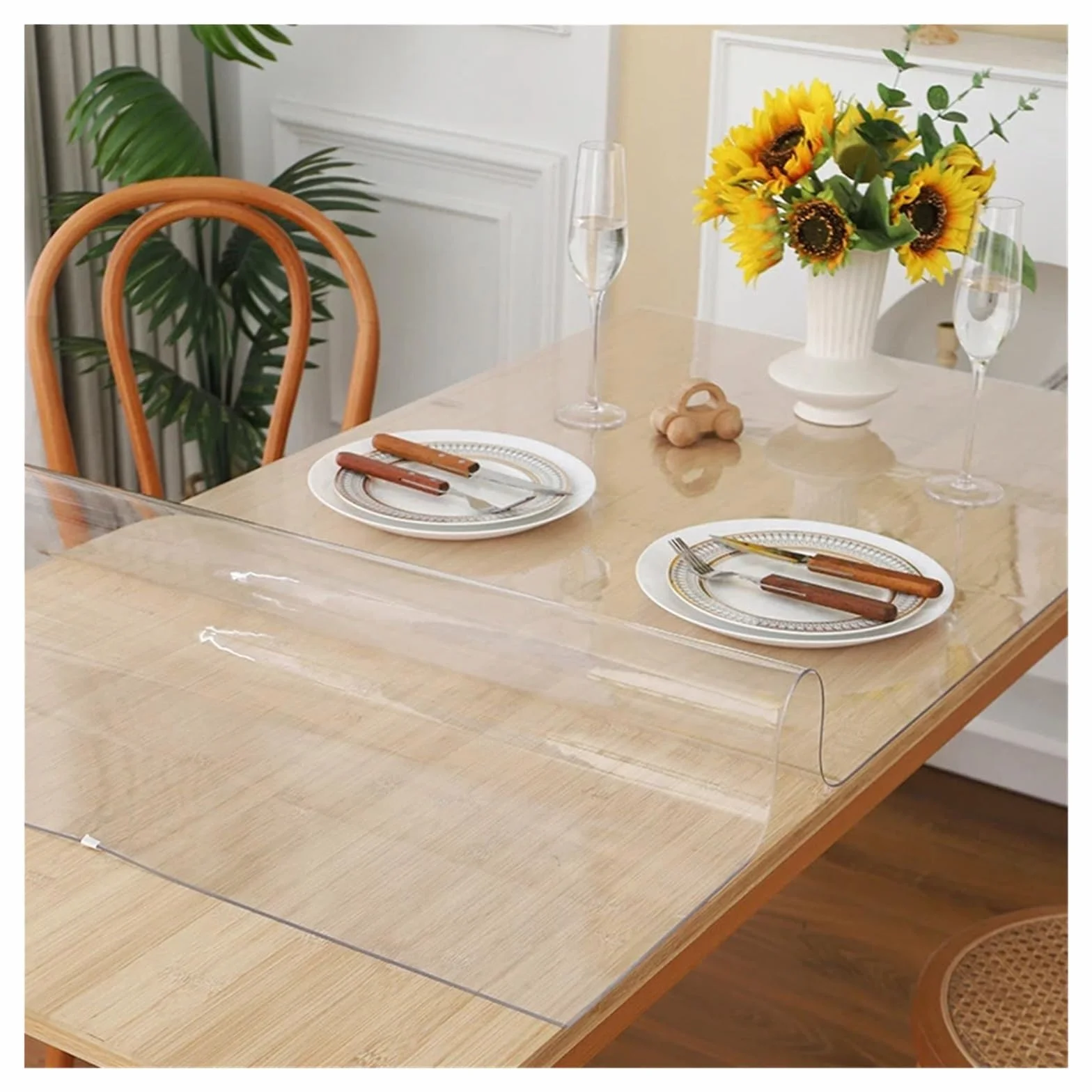 Protector Mesa Transparente Mantel Transparente de PVC, Protector Mesa, tapete Rectangular Impermeable Tela Vidrio Suave(80X140cm)