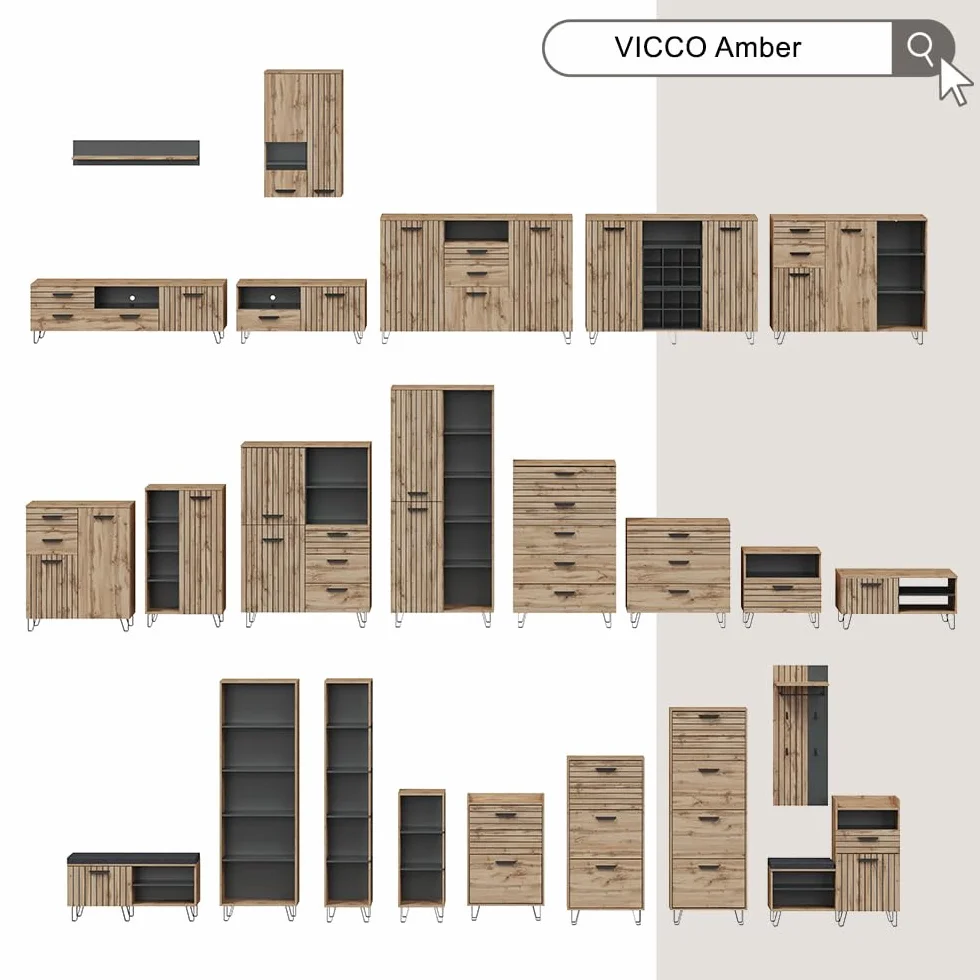 Vicco Mueble con Ruedas, Roble Dorado, 50 x 88.6 cm, con Ruedas, Flexible como Espacio de Almacenamiento Adicional