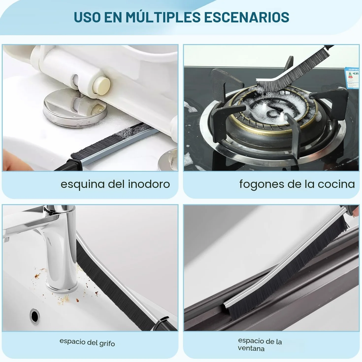 YAGE Cepillo para limpieza de hendiduras-3 Piezas, Cepillo de Limpieza de Ranura de Azulejos de baño para Inodoro, Cocina, Ranura de Puerta de Ventana, Herramienta Multifuncional de Limpieza de Huecos