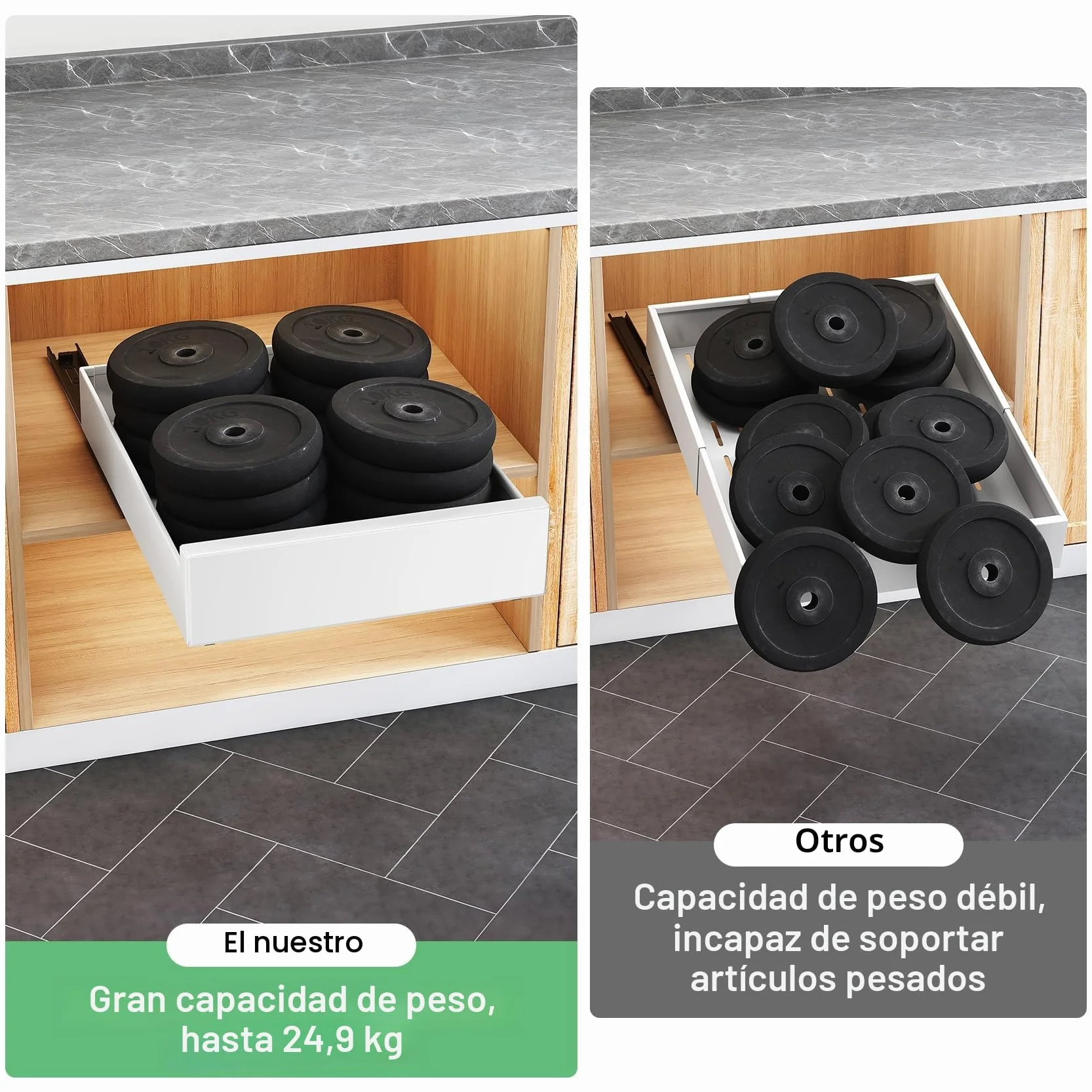 Kitstorack Organizador De Gabinete Extraíble, Estante Extraíble, Cajones Deslizantes Para Armarios De Cocina, Sin Necesidad De Taladrar Ni Clavar, 43 Profundidad X 35 Anchura X 8 Altura cm