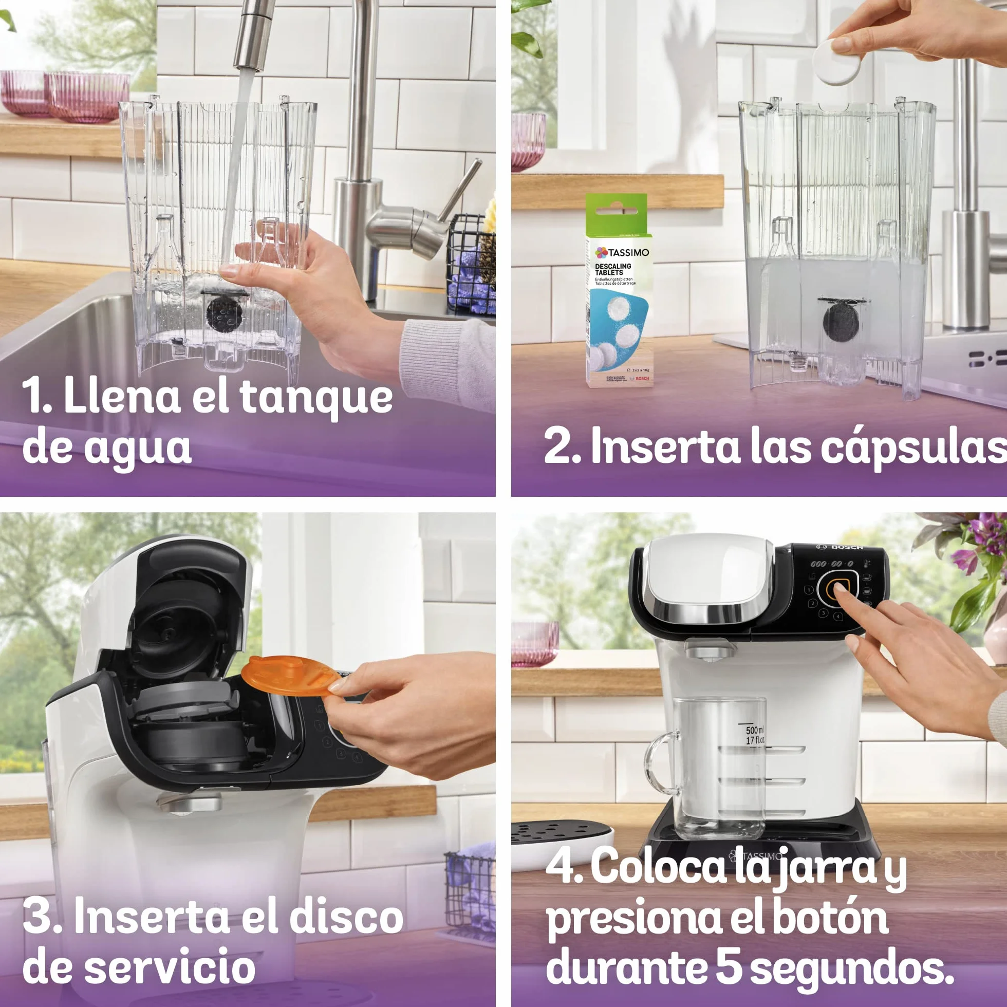 Máquina multibebida BOSCH TASSIMO MY WAY 2, TAS6504, hasta 70 bebidas, OneTouch, servicio individual, personalización de bebidas, filtración de agua BRITA MAXTRA+, INTELLIBRE, blanco