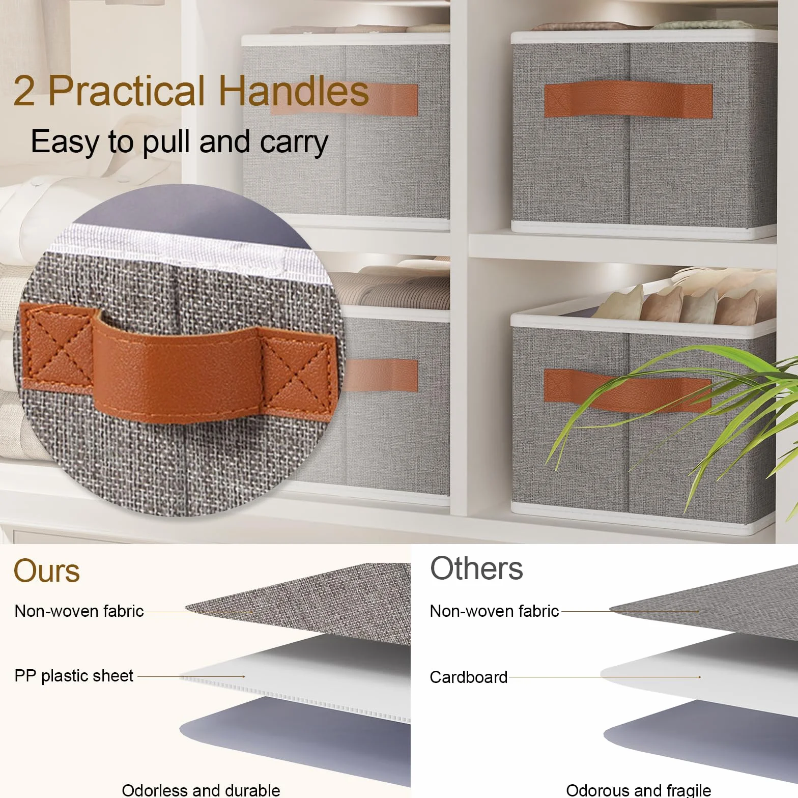 Cajas de Almacenamiento, Cestas Organizadoras Plegable, Juego de 3 Caja Almacenaje Ropa, para Utilizadas en La Cocina, Baño, Gris, 38×15.5×13cm