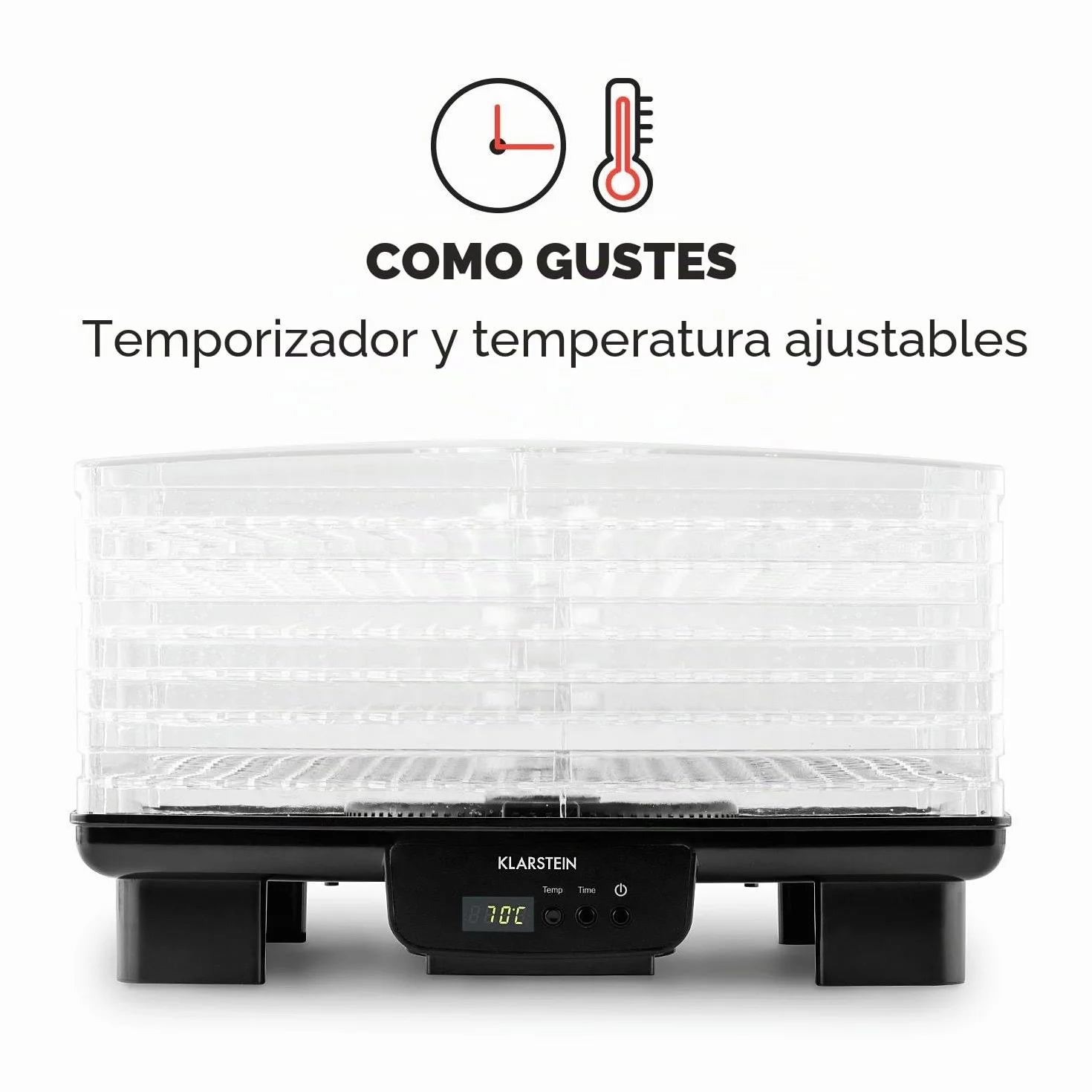 Klarstein Bananarama Secadora automática de fruta y carne 6 pisos 550 W Negro