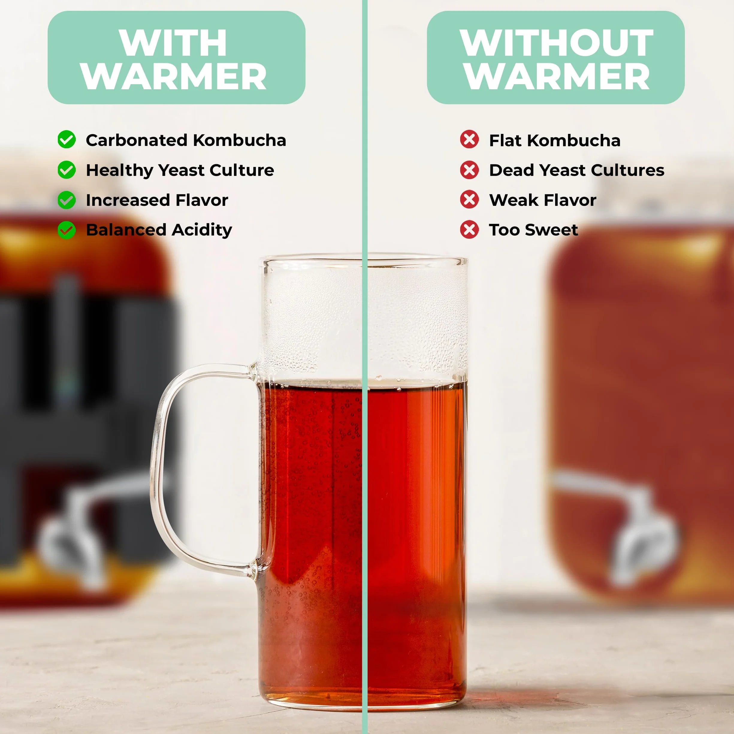 Hemlock Home Brewing Kombucha - Calentador de fermentación con Control de Temperatura