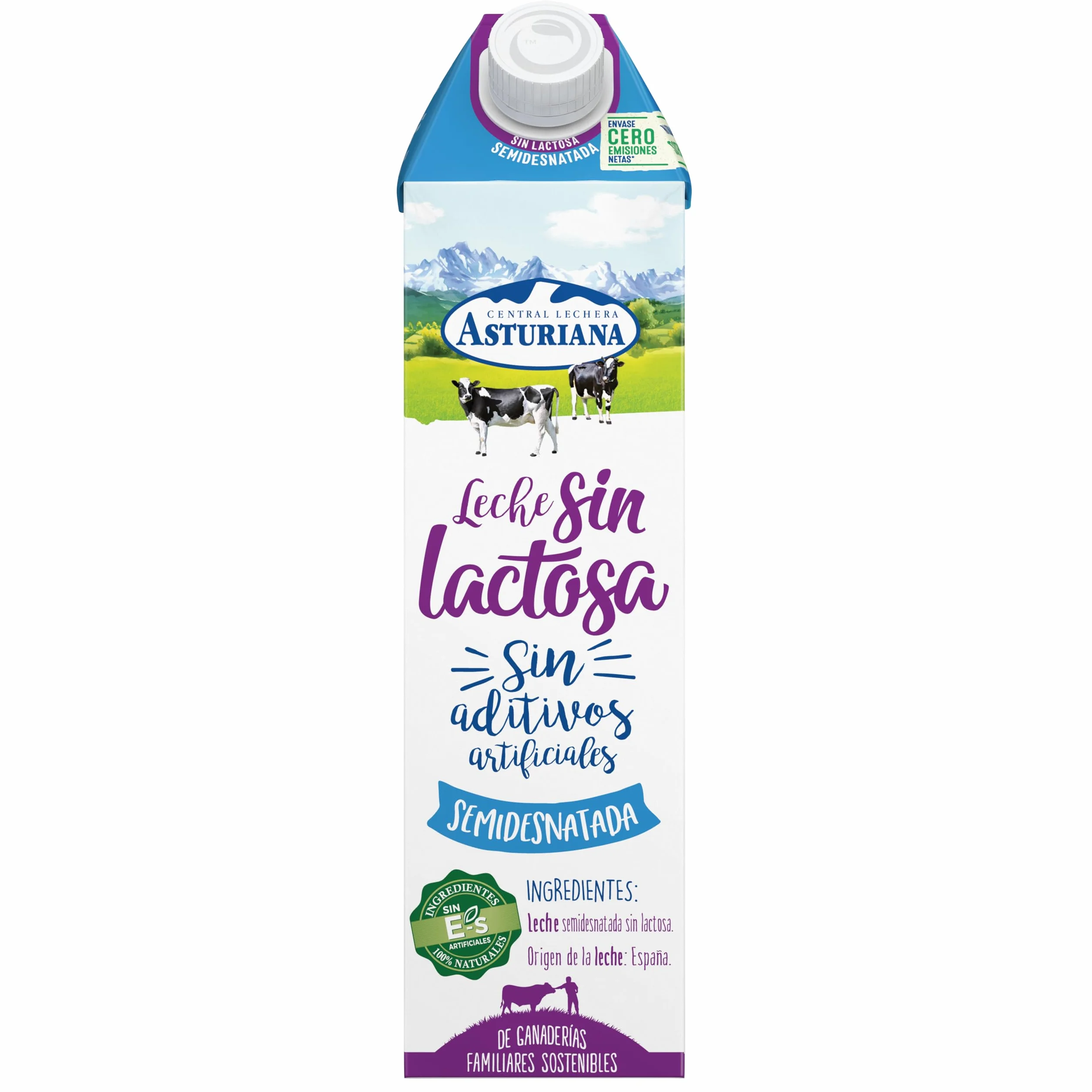 Central Lechera Asturiana Leche Sin Lactosa Semidesnatada Pack 6 x 1L