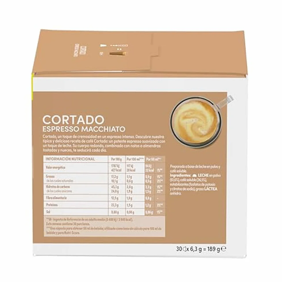 NESCAFÉ Dolce Gusto Cortado Cápsulas de Café 90 Cápsulas (3 x 30) Notas a almendra tostada Originales