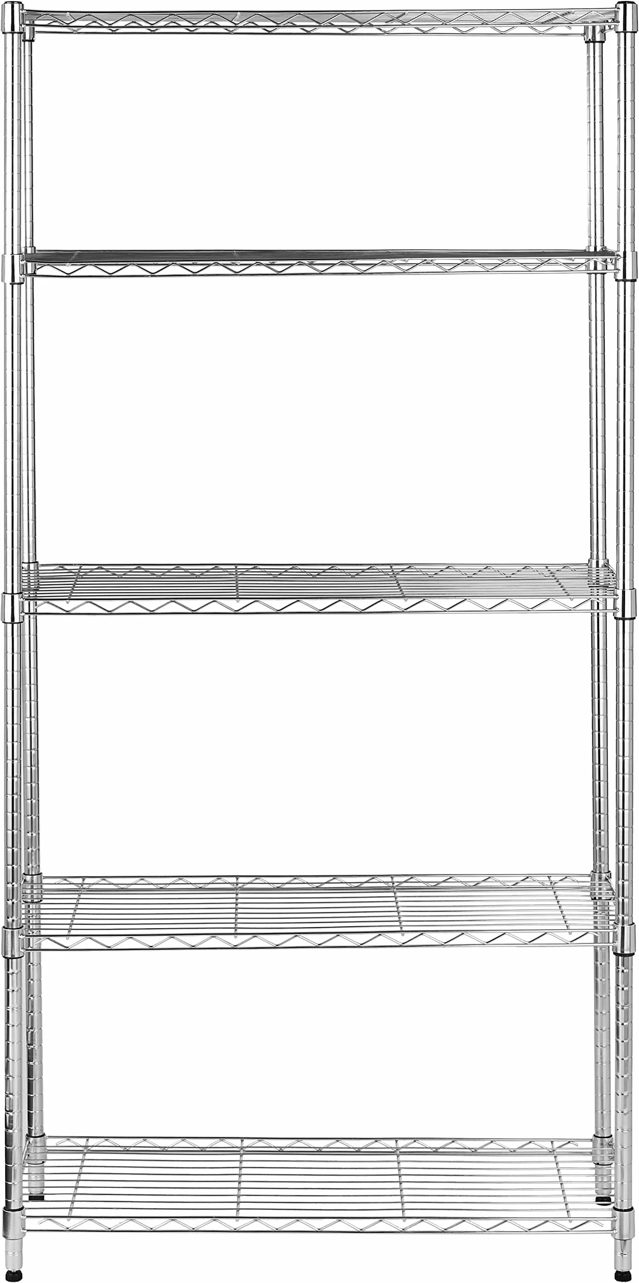 Amazon Basics Estantería 5 Baldas Ajustable 680 kg Cromado 35.6 x 91.4 x 182.9 cm