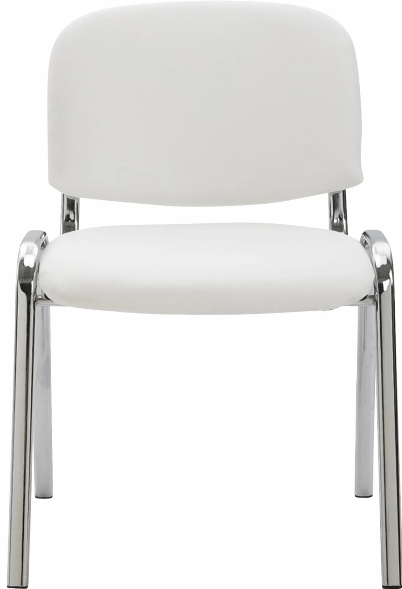 CLP Silla De Conferencia Ken Chrom En Simil Cuero I Silla Confidente Apilable I Silla De Oficina Sin Ruedas con Base de Metal I Color:, Color:Blanco
