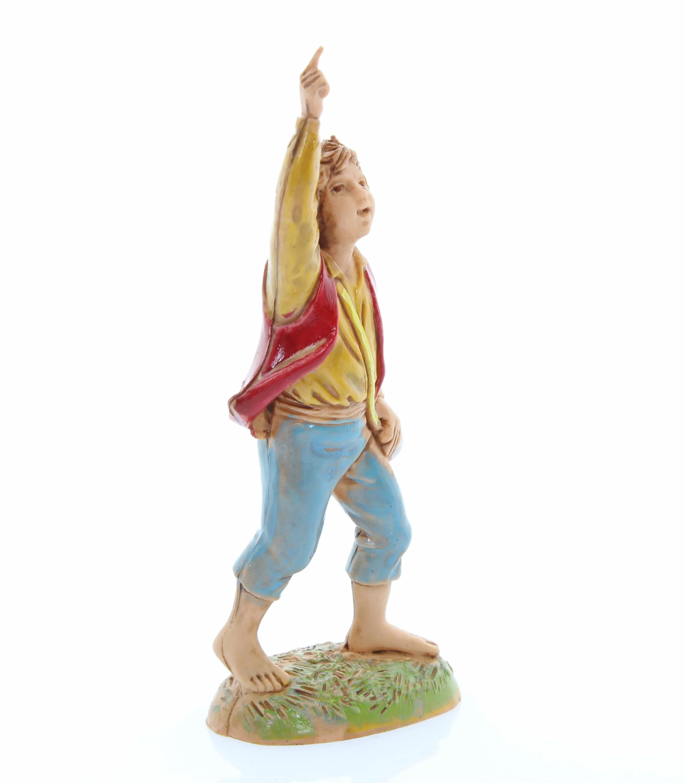 Moranduzzo Niño con Dedo Levantado Belén 10 cm Escala 1:20 Figuras Indestructibles Estilo 700' Pintura Acabada a Mano