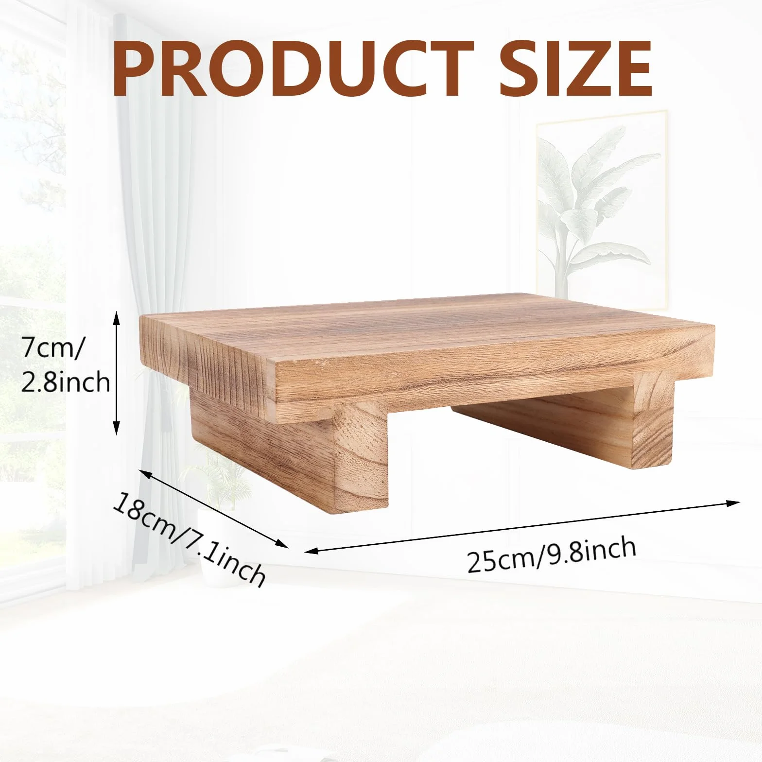 Taburete de madera de paulownia multifuncional, reposapiés vintage, taburete portátil, reposapiés de madera debajo del escritorio para uso en interiores y exteriores (25 x 18 x 7 cm)