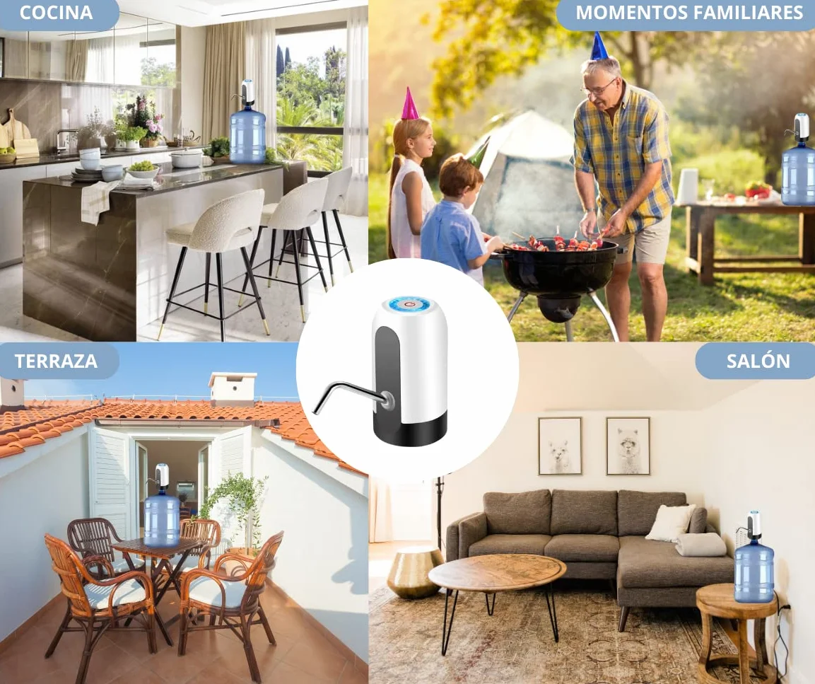 Dispensador de Agua, Grifo eléctrico para garrafas de Agua fría, Bomba dosificadora con Dos adaptadores. 5.7L, 10L, 11.3L, 15L, 18.9L.