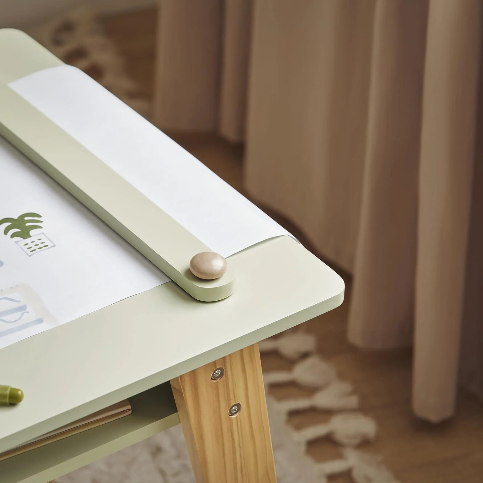 SoBuy KMB92-GR Mesa Infantil con 2 Taburetes Escritorio Infantil Blanco Madera y Verde