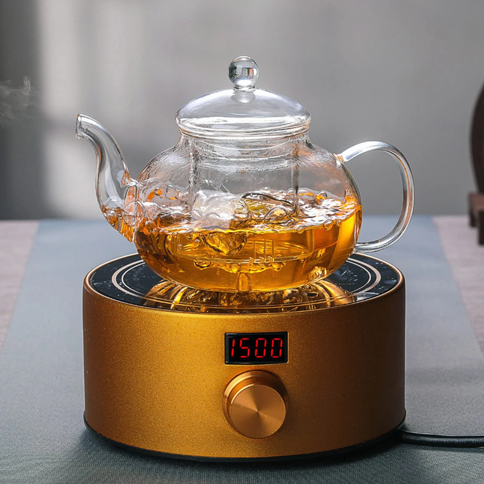 Tetera de Cristal de Borosilicato 600 ml con Filtro para Té Suelto Resistente al Calor