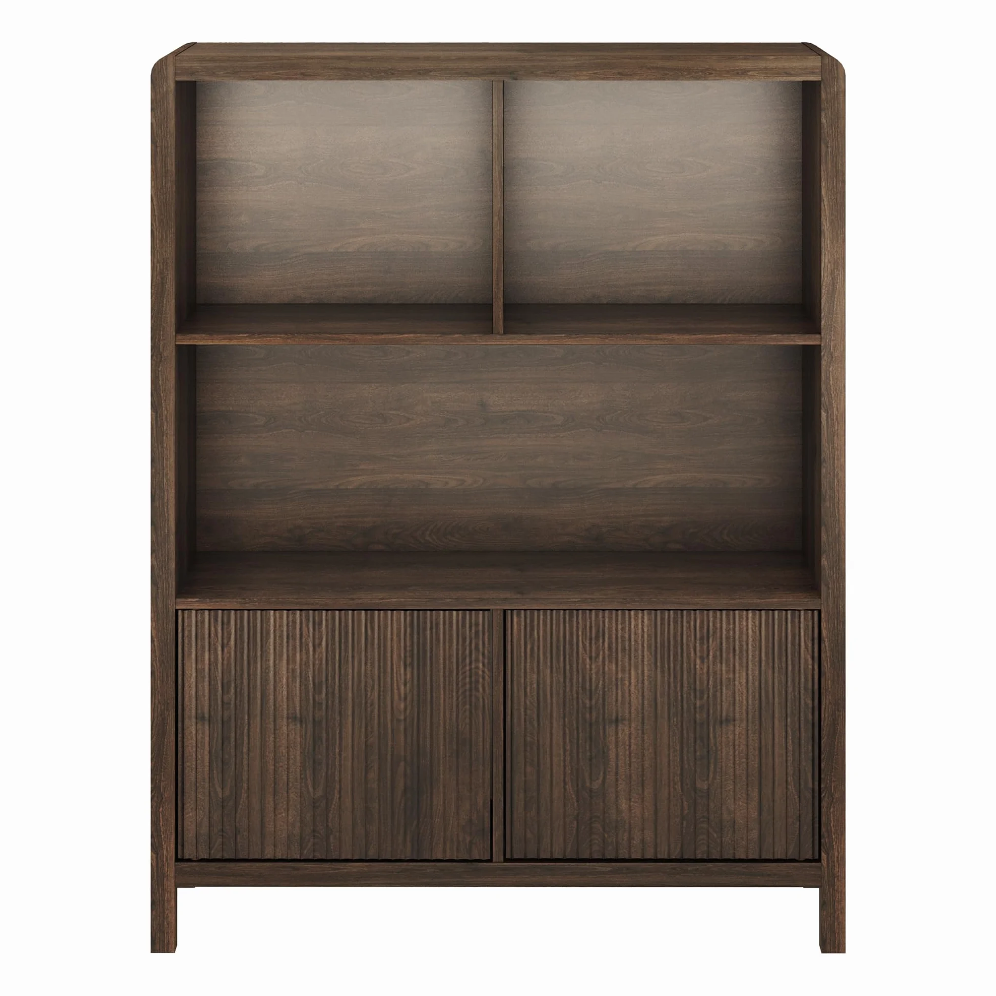 [en.casa] Aparador Alto Lukkodso con Compartimentos Mueble Auxiliar con 2 Puertas Variables Rectangular Armario Multiusos 103 x 80 x 28 cm - Efecto Nogal